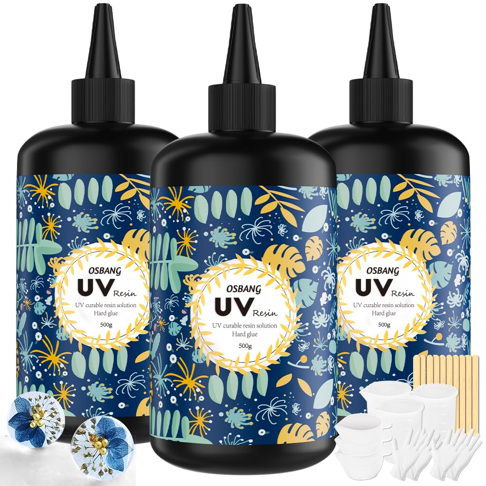 Crystal Clear Hard UV Resin Upgraded Formula Ultraviolet Fast Curing for Jewelry Making Craft Decoration, Hard Transparent Glue Solar Cure Sunlight Activated Resin (1500g)