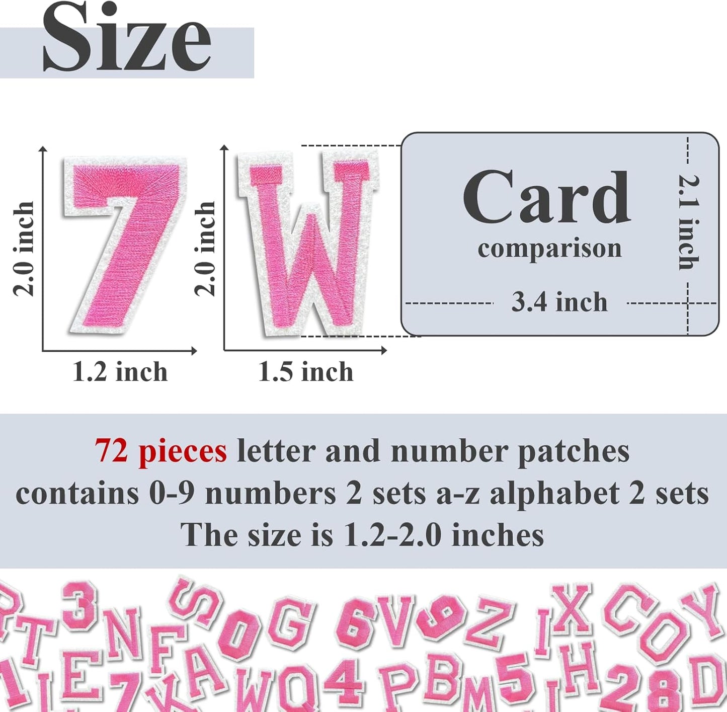 Letter and Number Iron On Patches, A-Z Alphabet and Numbers 0-9 Embroidery Applique Patch, DIY Decorative Heat Press Patches for Clothing Jeans Jackets Backpacks Hats (Pink 72 Pcs)