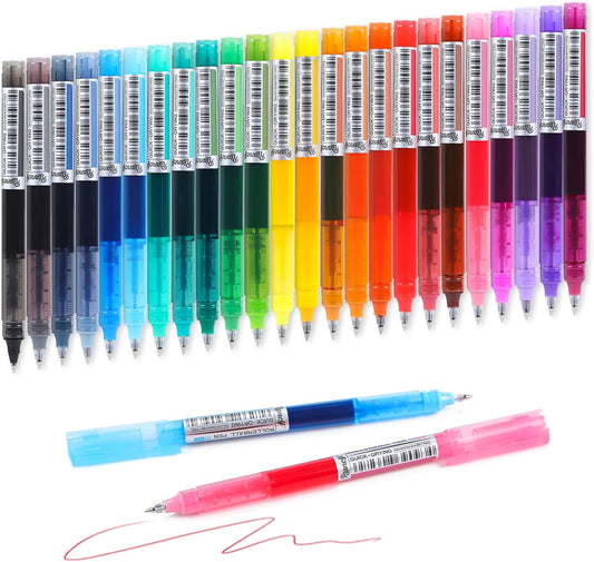 RIANCY Fine Point Colored Pens 24 Colors 0.5mm Gel Ballpoint Pens Assorted Colors Liquid Ink Pens No Smear Vibrant Colorful Writing for Journaling Note Taking Doodling Coloring Office School Supplies