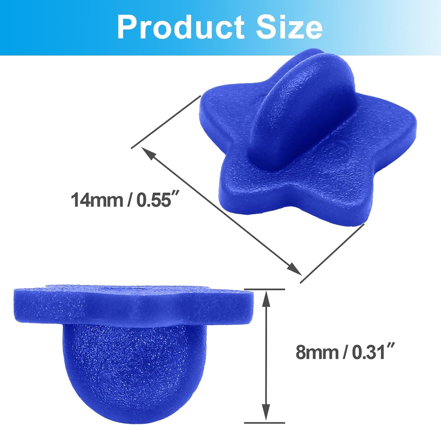 100 Pack Star Shape Rubber Pin Backs, Lapel Pin Backing Locking Pin Keepers, Brooch Holder for Uniform Badge Hat Tie（Dark Blue）