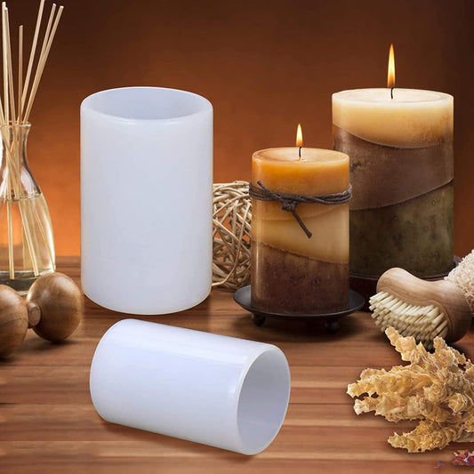 4 Pack Long Pillar Mold - Multiple Style Cylinder - Candle Silicone Wave Spiral Candle Mold - Silicone Resin Casting Molds for Candle & Resin & Soap Craft Supplies