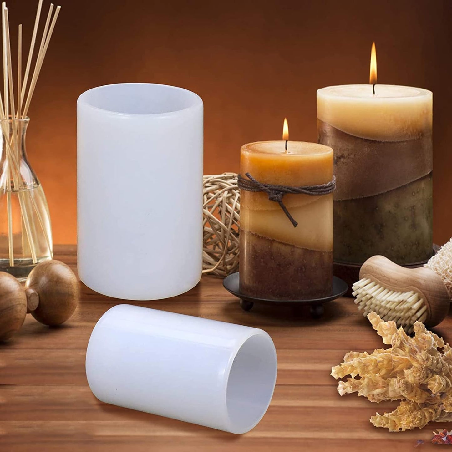 4 Pack Round Resin & Chocolate Silicone Mold - 3D Cylinder & Handmade Candle & Soap Mold