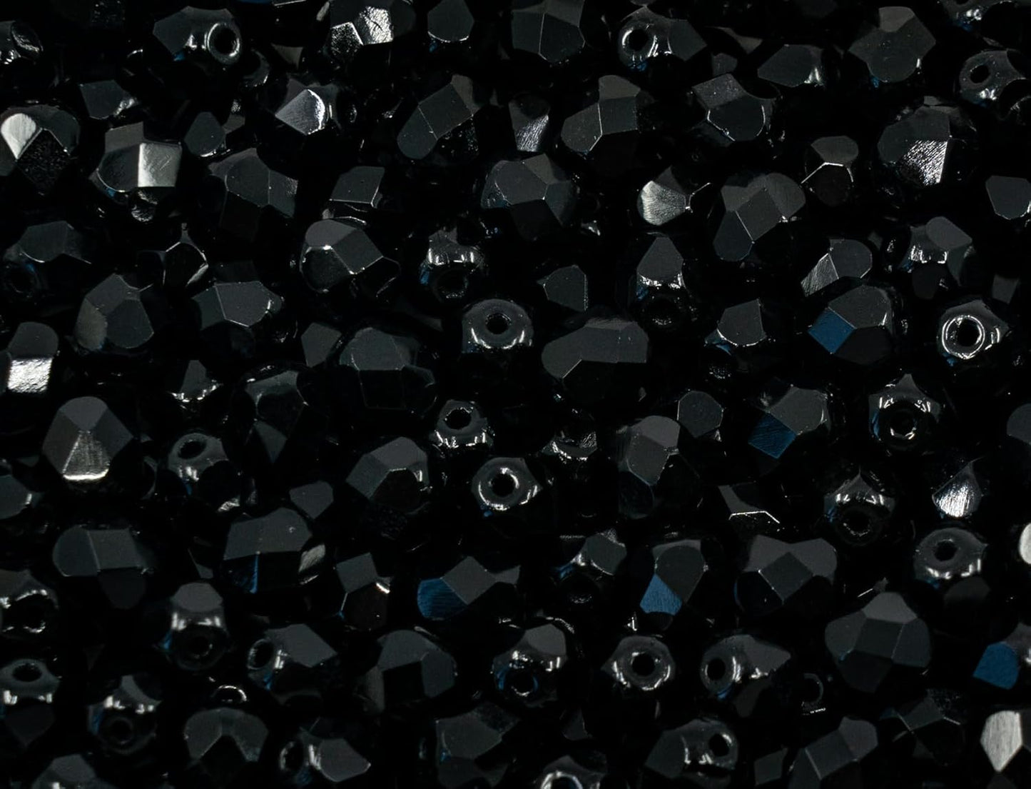 50 pcs Faceted Fire Polished Pressed Czech Glass Beads 6mm (0.24in), 23980 Jet Black