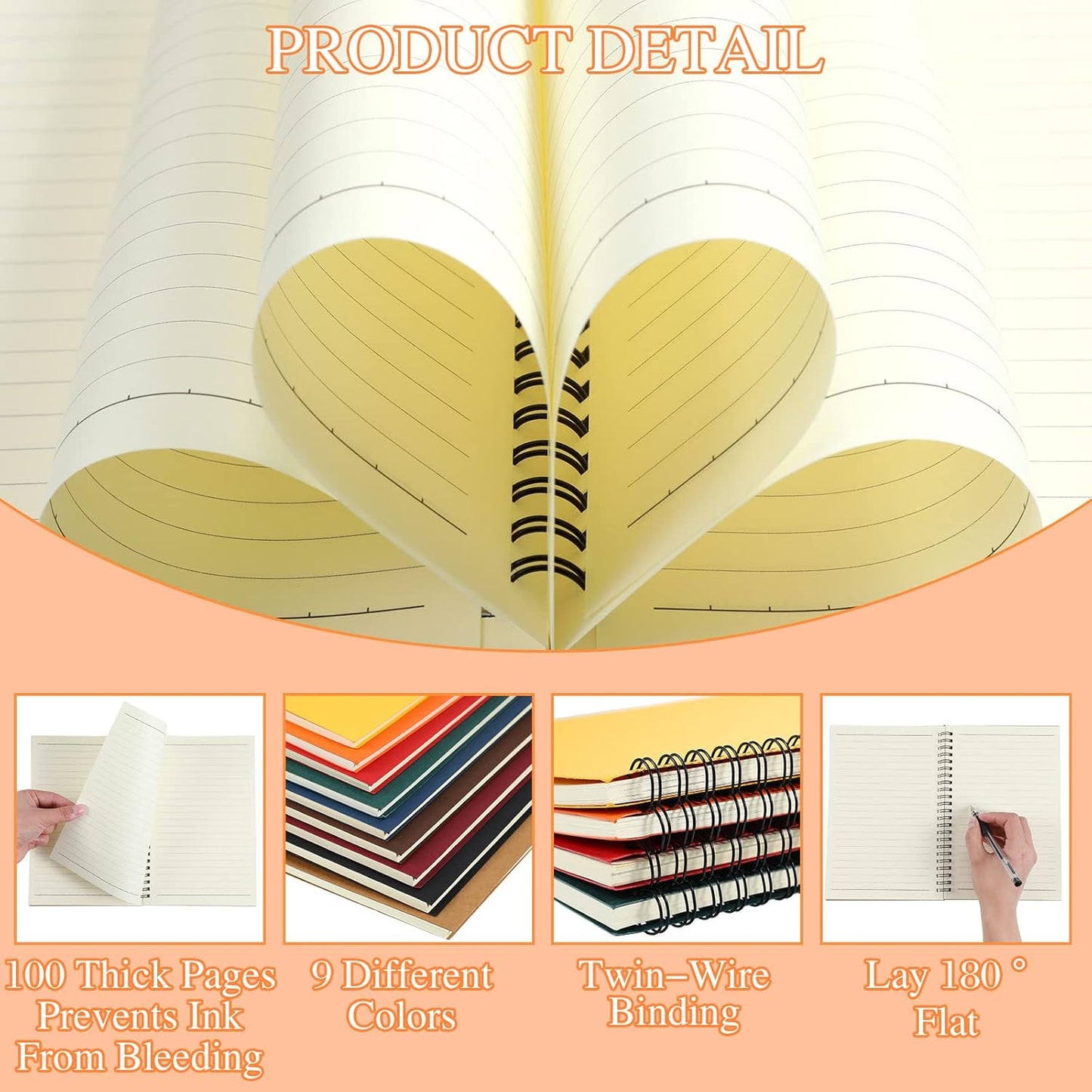 Yahenda 36 Pcs Spiral Notebook Bulk A5 Journal Lined 8.3'' x 5.5'' Writing Composition Paper Small Notepad Subject Notebook for Students Office Business Back to School Supplies (Multi Color)