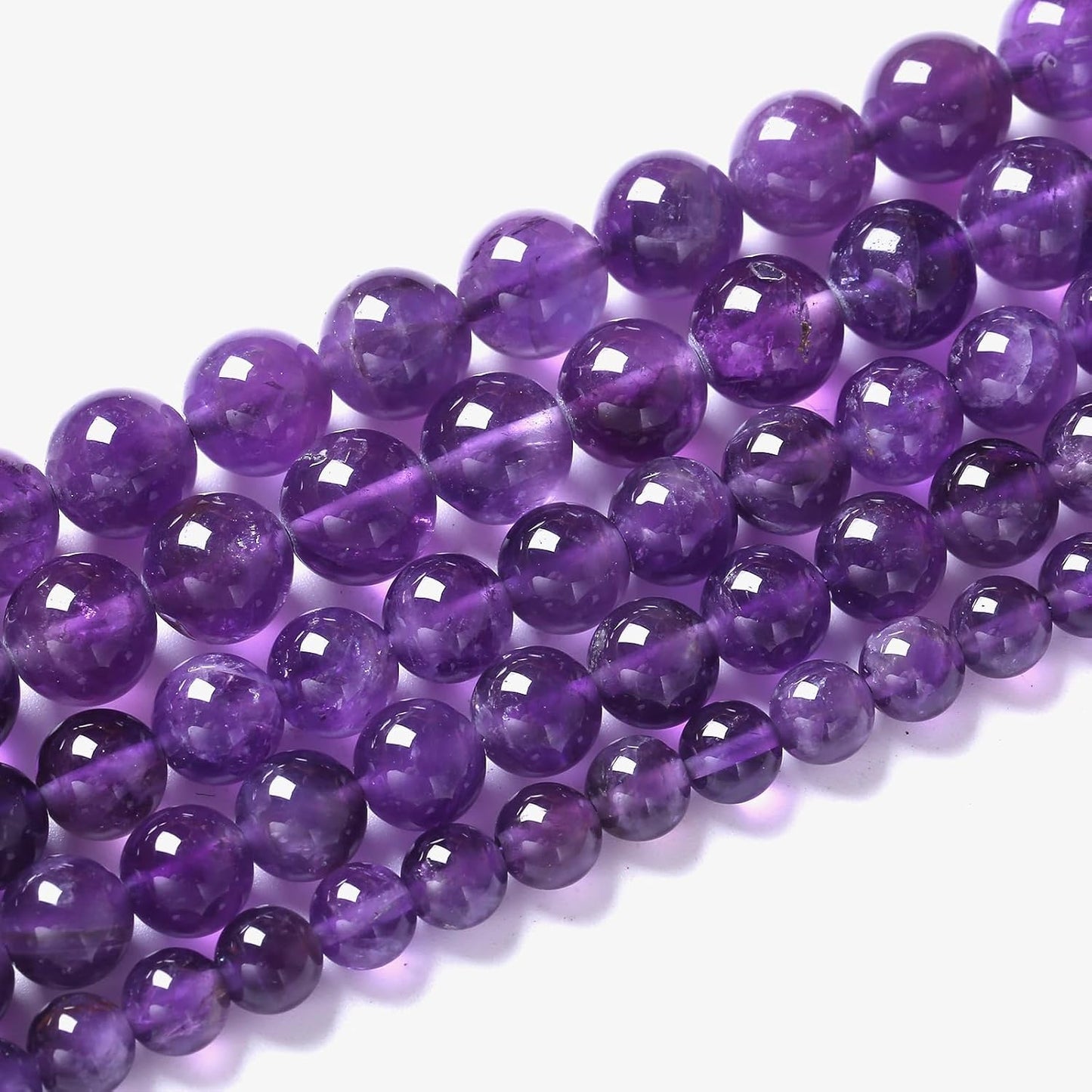 45pcs 8mm AAA Natural Amethyst Beads Crystal Energy Healing Power Stone Beadsfor Jewelry Making DIY Bracelet Necklace Accessories 15"