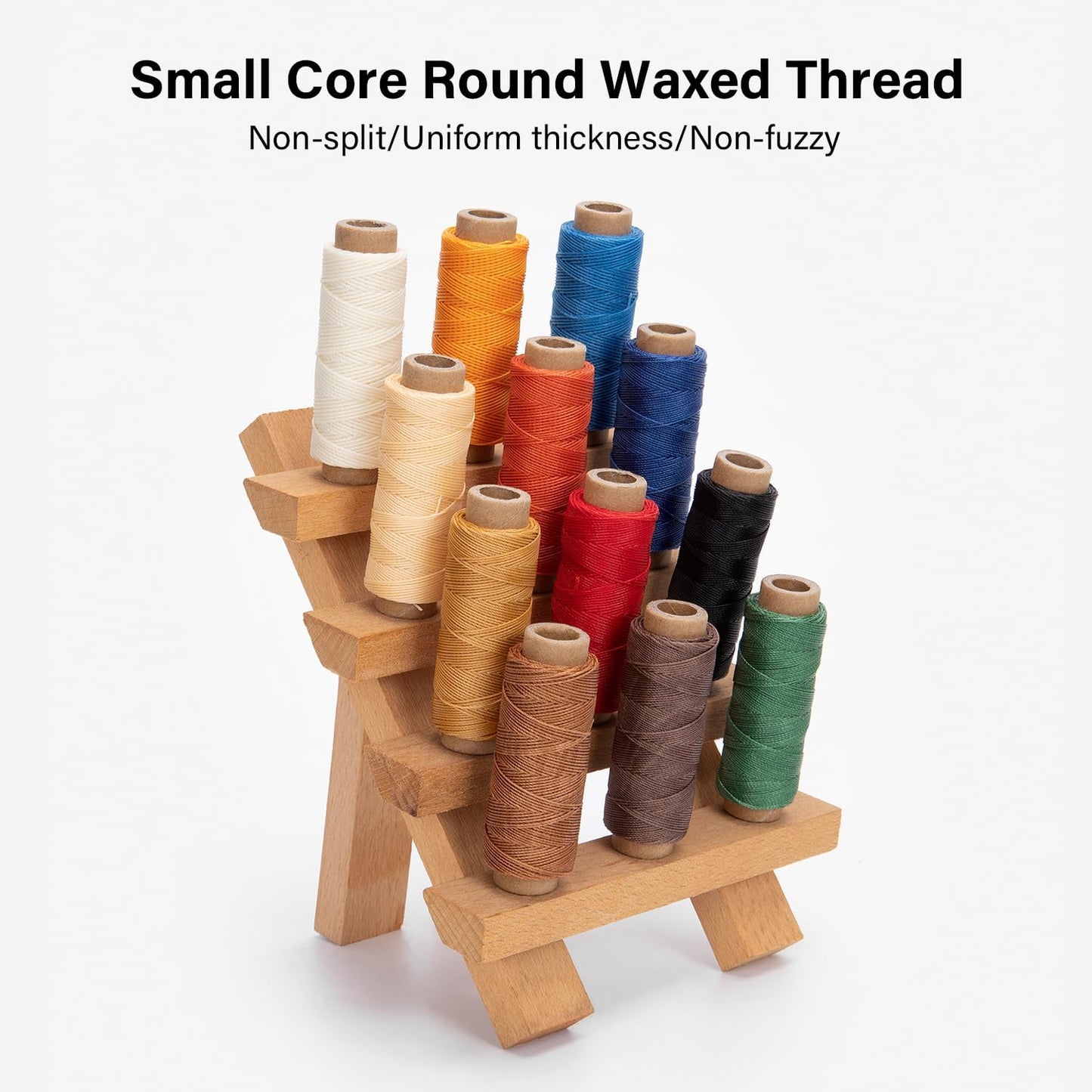 WUTA Leather Waxed Thread Round Polyester Sewing Threads with 12 Pcs Needles and Storage Bag Leather Craft Hand Stitching Line DIY Bracelet Thread Repair Work Cord (0.45mm