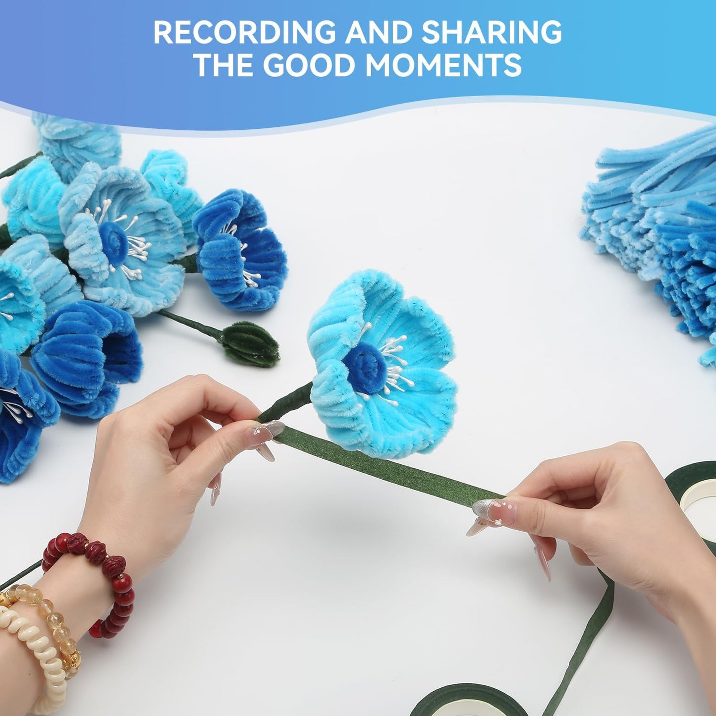 400 Pcs Pipe Cleaners Craft – 4 Colors Chenille Stems for Crafts, DIY Art Supplies, Fuzzy Sticks for Crafting Flowers, Wedding & Valentine's Day Decorations, Kids School Craft Kit