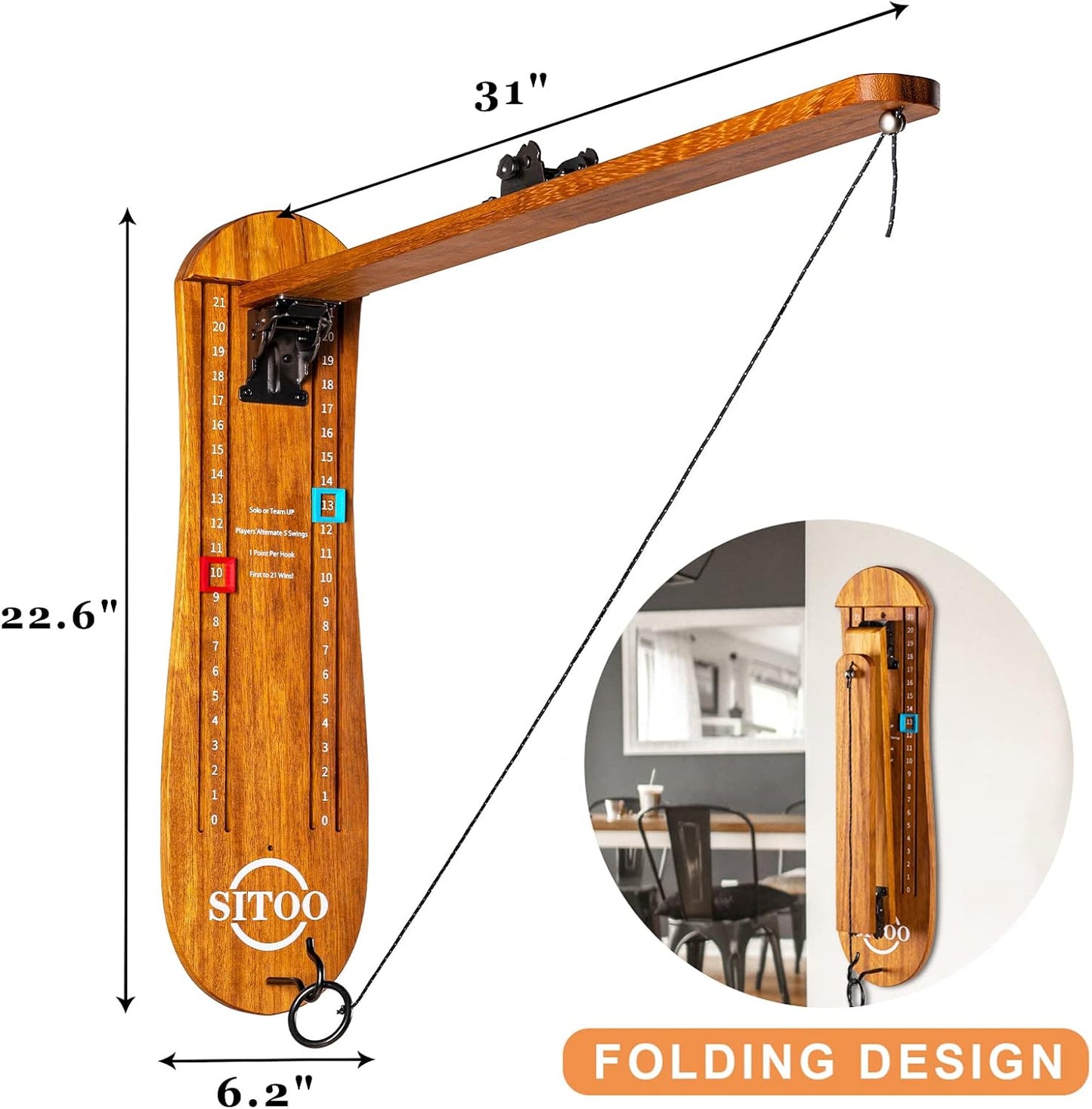 Ring Toss Game for Adults, Outdoors Games, Hook and Ring Game with Foldable Arm