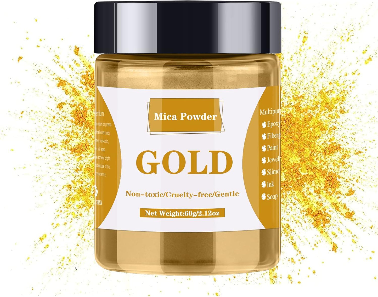 Mica Powder - 60g Mica Powder for Epoxy Resin - Pearl Pigment Powder Dye for Resin/Eye Shadow/Soap Making/Nails/Bath Bombs etc. (Glod)