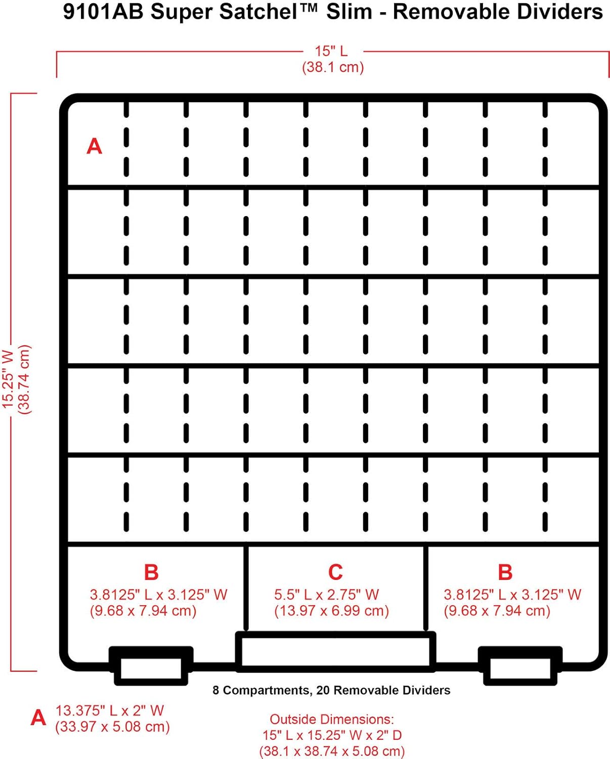 ArtBin 9101AB Super Satchel Slim with Removable Dividers, Art & Craft Organizer, [1] Plastic Storage Case, Clear, Divided Compartments