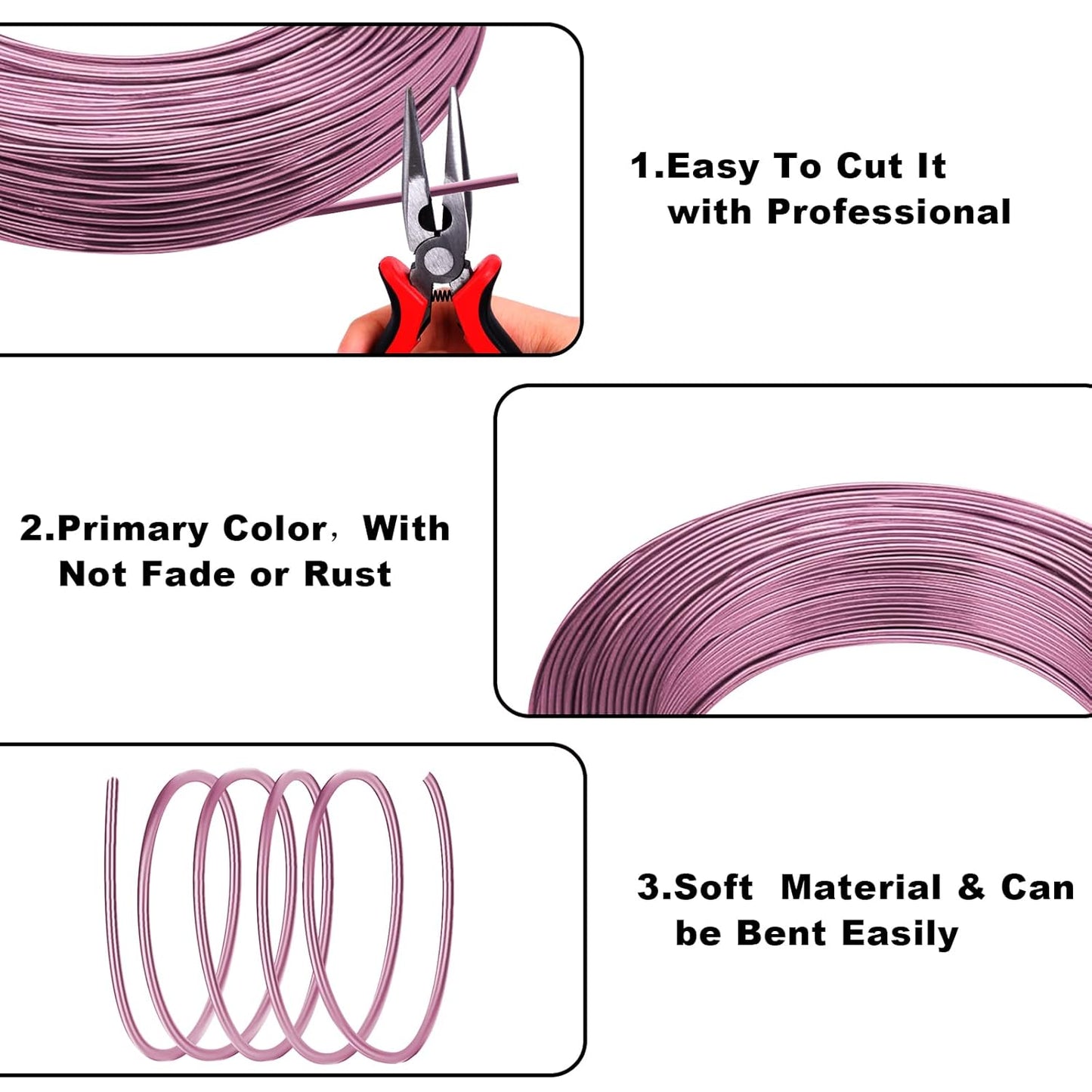 3mm Aluminum Craft Wire, 50 Feet 9 Gauge Bendable Anodized Metal Wire for Sculpting, Jewelry Making, Armature Making, Wire Weaving and Wrapping