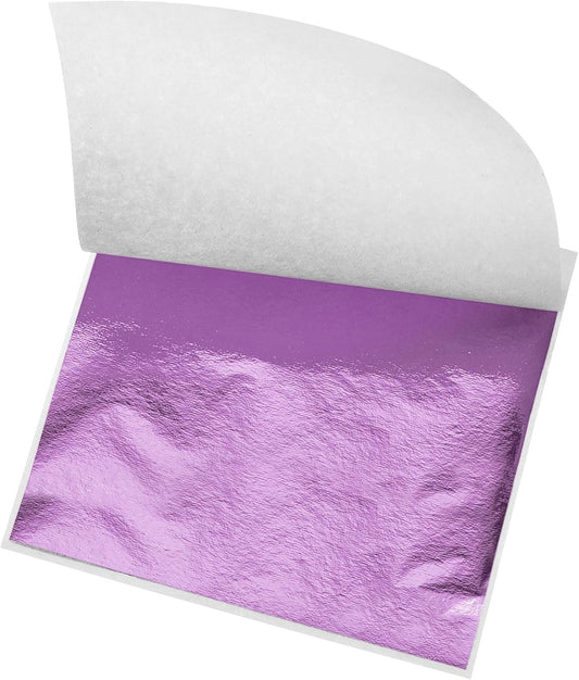MECCANIXITY Gold Leaf Foil Sheet, Pink Purple Leaf Papers, 3.3 Inch x 3.1 Inch for Art Decoration, Sculptures, Painting, Pack of 150 Pcs