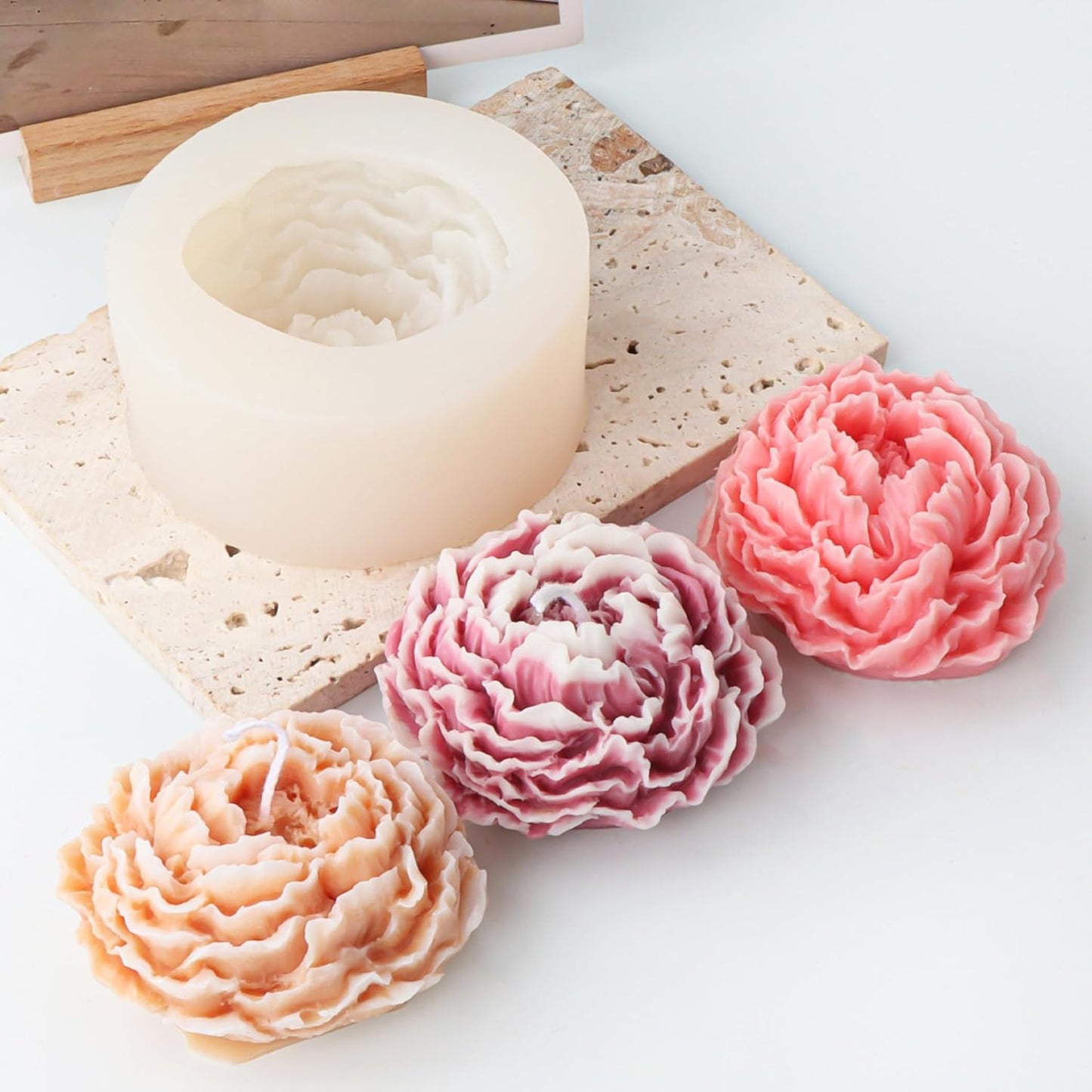 Bud Peony & Rose Mold Set - 3D Silicone Molds for Resin Casting & Candle Making - Craft Supplies