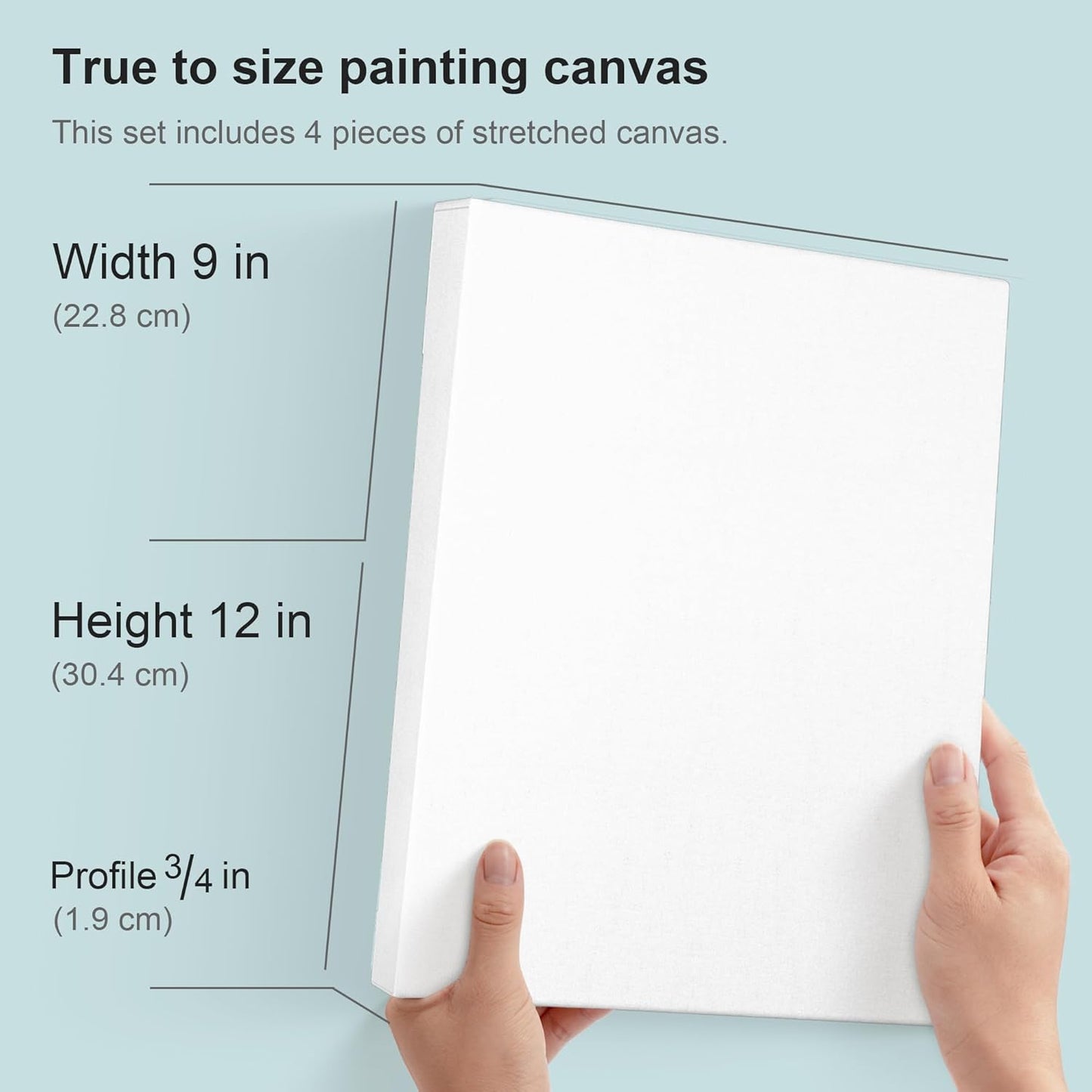 PHOENIX 9x12 Inch 4 Pack Artist Canvas - Stretched Canvases for Painting - 3/4 Inch Profile, 100% Cotton 11 Oz. Gesso Primed White Blank Professional Canvas Oil & Acrylic Paints