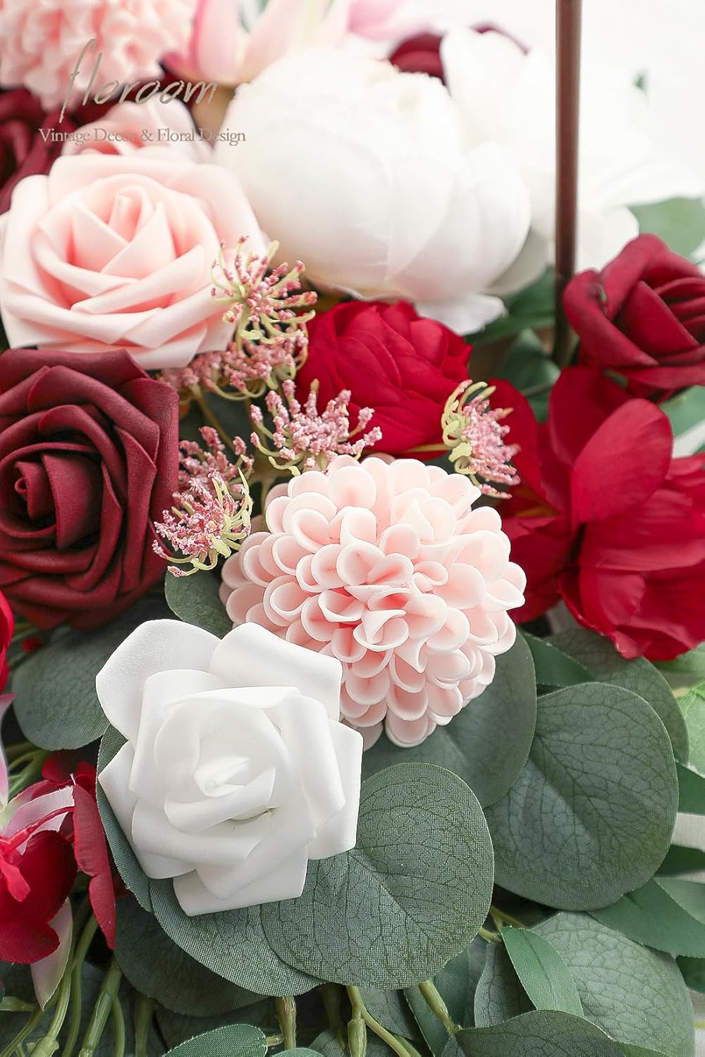 Floroom Artificial Dahlia Flowers 25pcs Real Looking Blush Foam Fake Roses with Stems for DIY Wedding Bouquets Pink Bridal Shower Centerpieces Floral Arrangements Party Tables Home Decoration