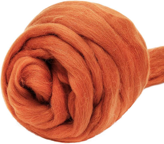 3.53oz Wool Roving Yarn, Wool Felting Supplies, Pure Wool, Chunky Yarn, Spinning Wool Roving for Needle Felting Wet Felting DIY Hand Spinning (Brown)