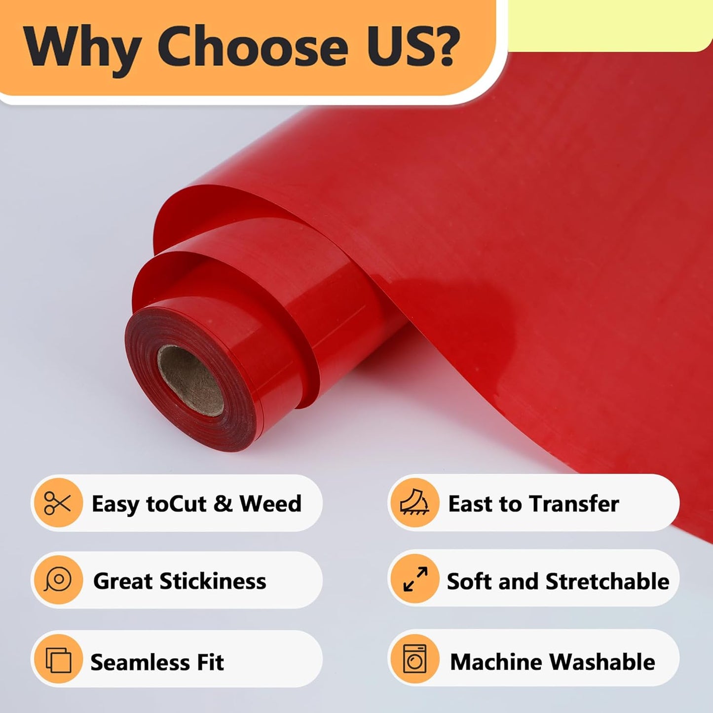 RENLITONG Matte Red Iron on Vinyl Roll - 12Inch x 13ft HTV Heat Transfer Vinyl for T-Shirt, HTV Rolls for All Cutter Machine - Easy to Cut & Weed for Heat Transfer Design