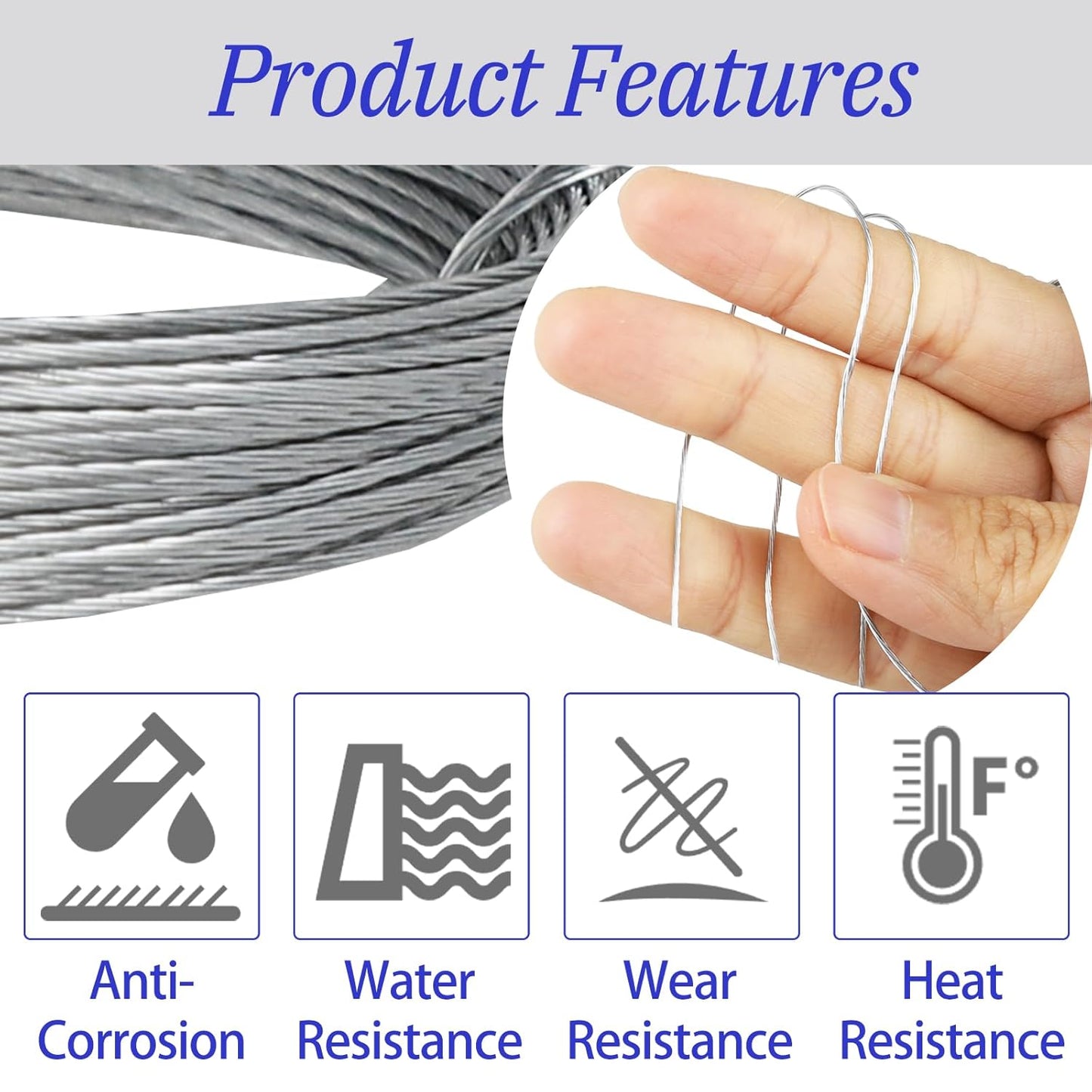 32.8 Feet/10m Stainless Steel Picture Hanging Wire, Heavy Duty Metal Wire for Photo Artwork and Picture Hanging (0.7mm/0.03in)