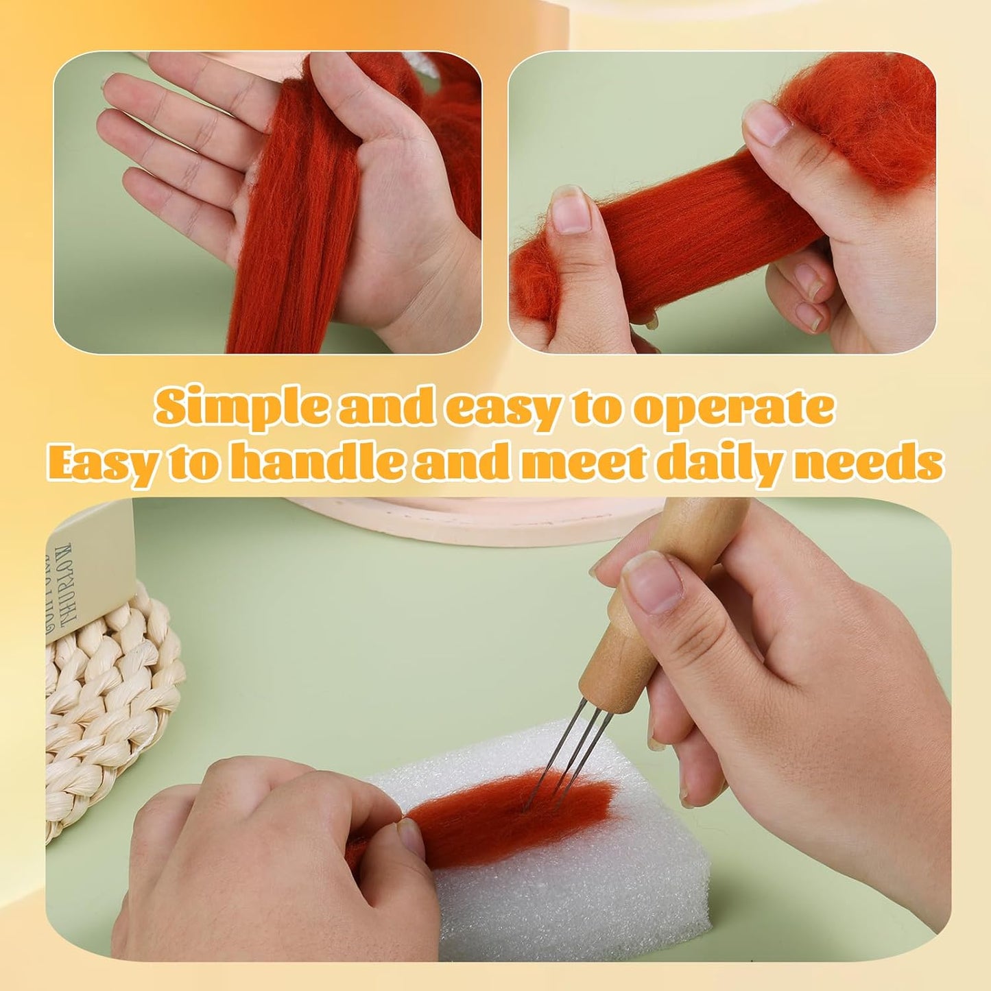 3.53oz Wool Roving Yarn, Fiber Roving Wool Top, Pure Wool, Chunky Yarn, Spinning Wool Roving for Needle Felting Wet Felting DIY Hand Spinning (red-Brown)