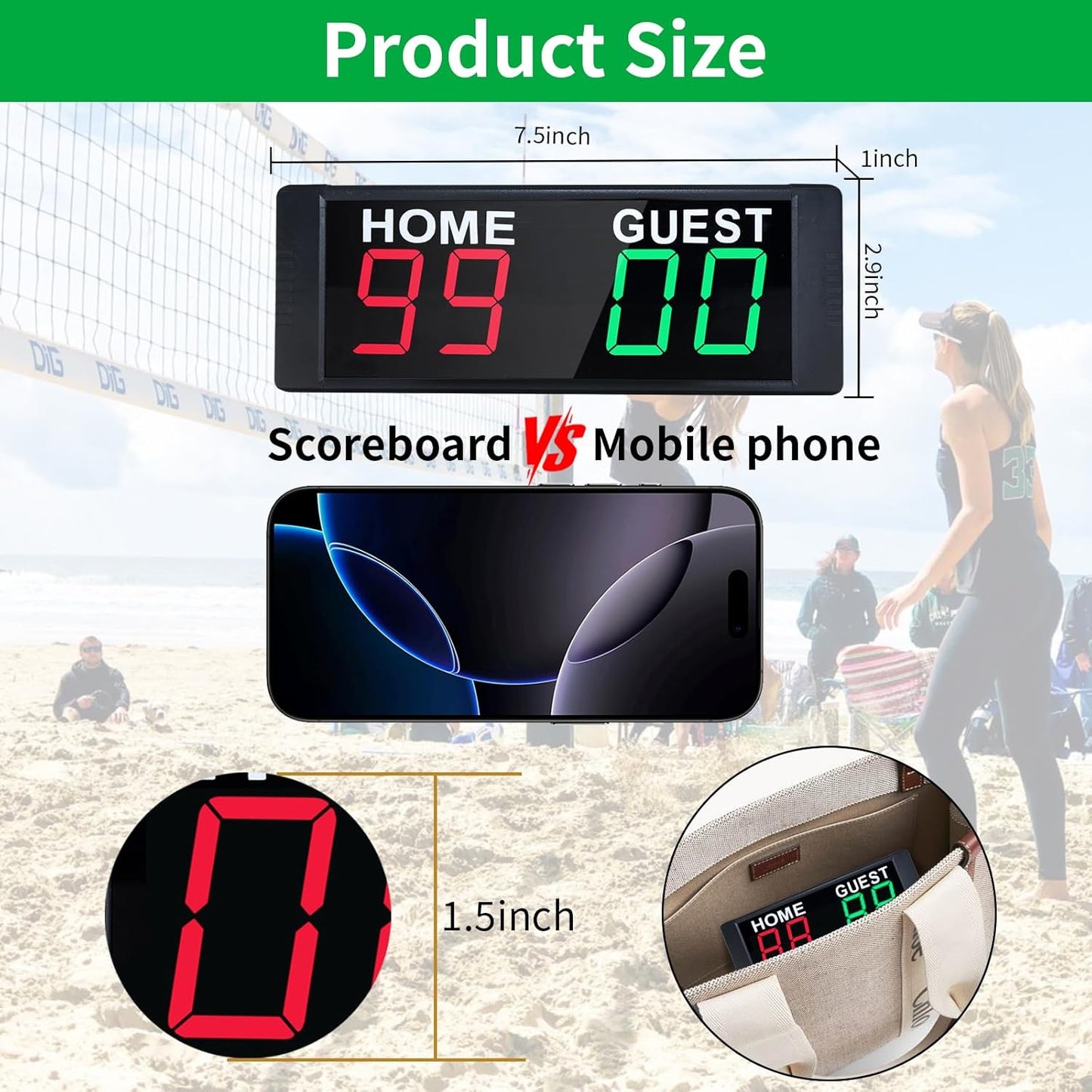 YZ Magnetic Battery Powered Cornhole Scoreboard,Portable Digital Scoreboard with Remote,Ping Pong Score Keeper with Buzzer,LED Electronic Scoreboard for Basketball/Baseball/Volleyball/Billiard Games