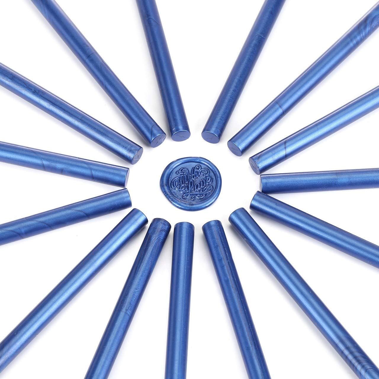 Yoption 15 Pieces Glue Gun Sealing Wax Sticks for Wax Seal Stamp, Great for Wedding Invitations, Cards, Envelopes (Blue)