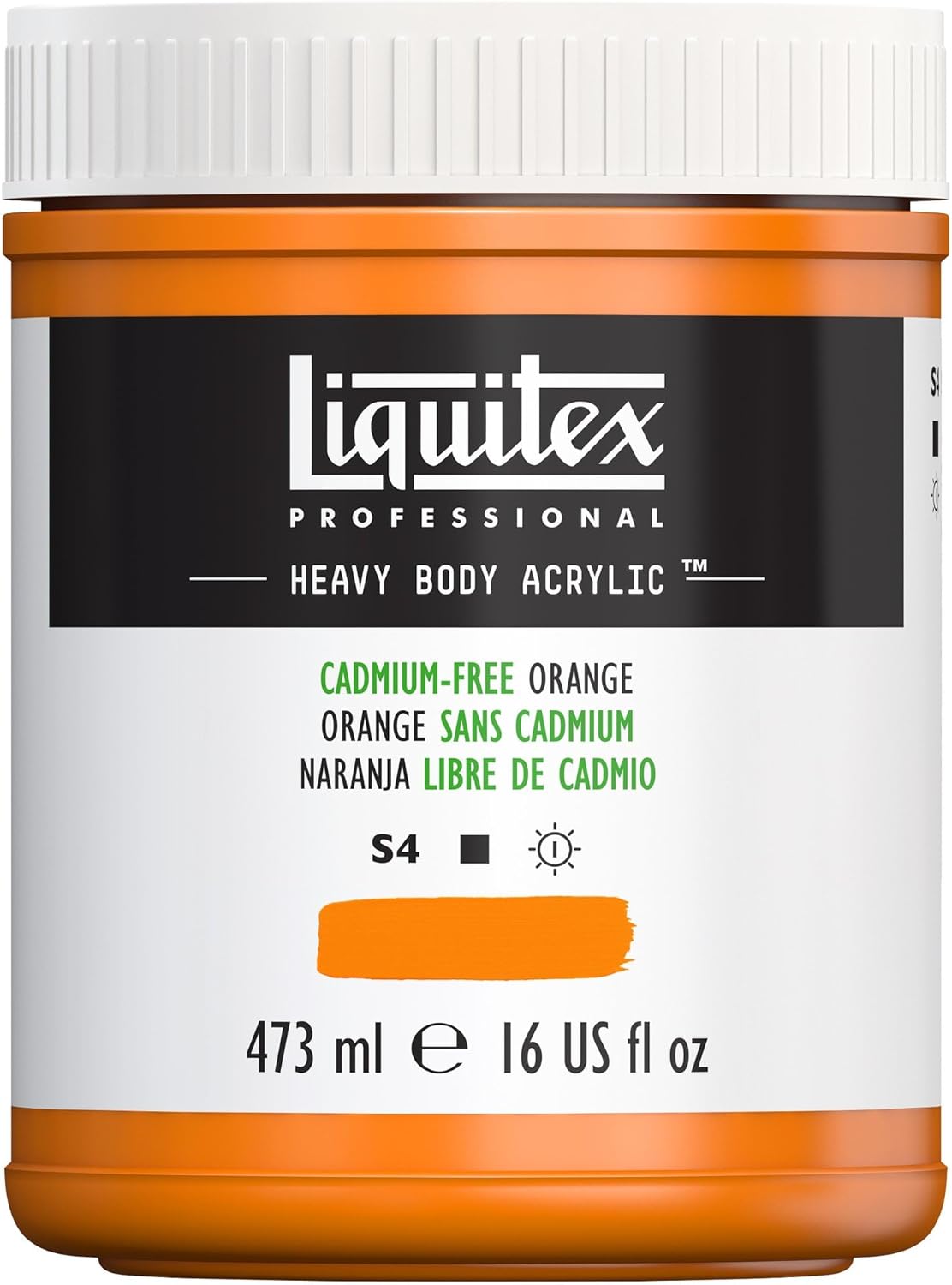 Liquitex Professional Heavy Body Acrylic Paint, 16-oz (473ml) Pot, Cadmium Free Orange