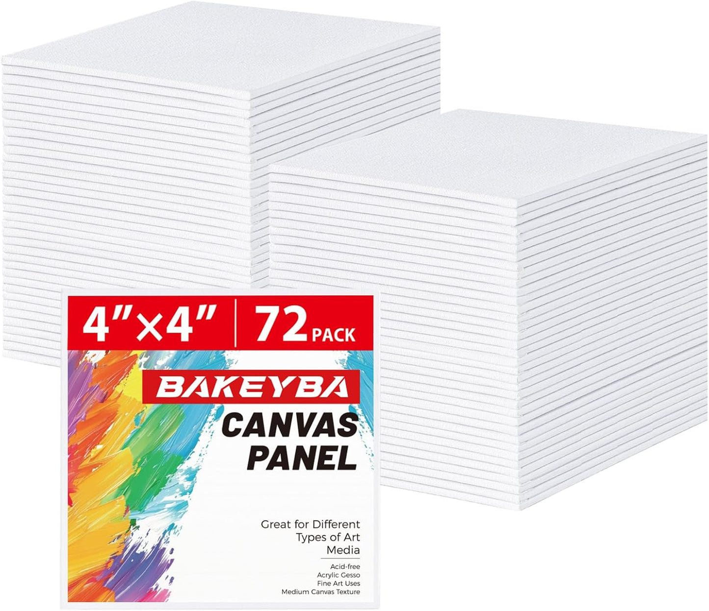Mini Canvas Boards 72 Pack, 4x4 Inch Square Painting Canvas Panels, 100% Cotton for Acrylics Oil Paint