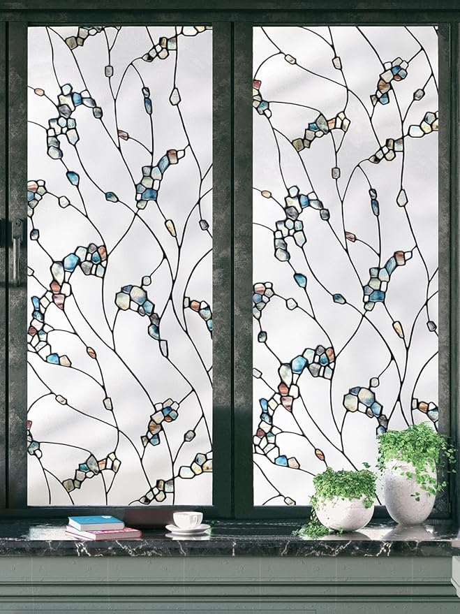 Artscape Elements | Privacy Window Film with Vibrant Colored Pattern | Non-Adhesive & UV Protection | Easy to Apply & Removable | 24 x 36 Inches | Made in USA