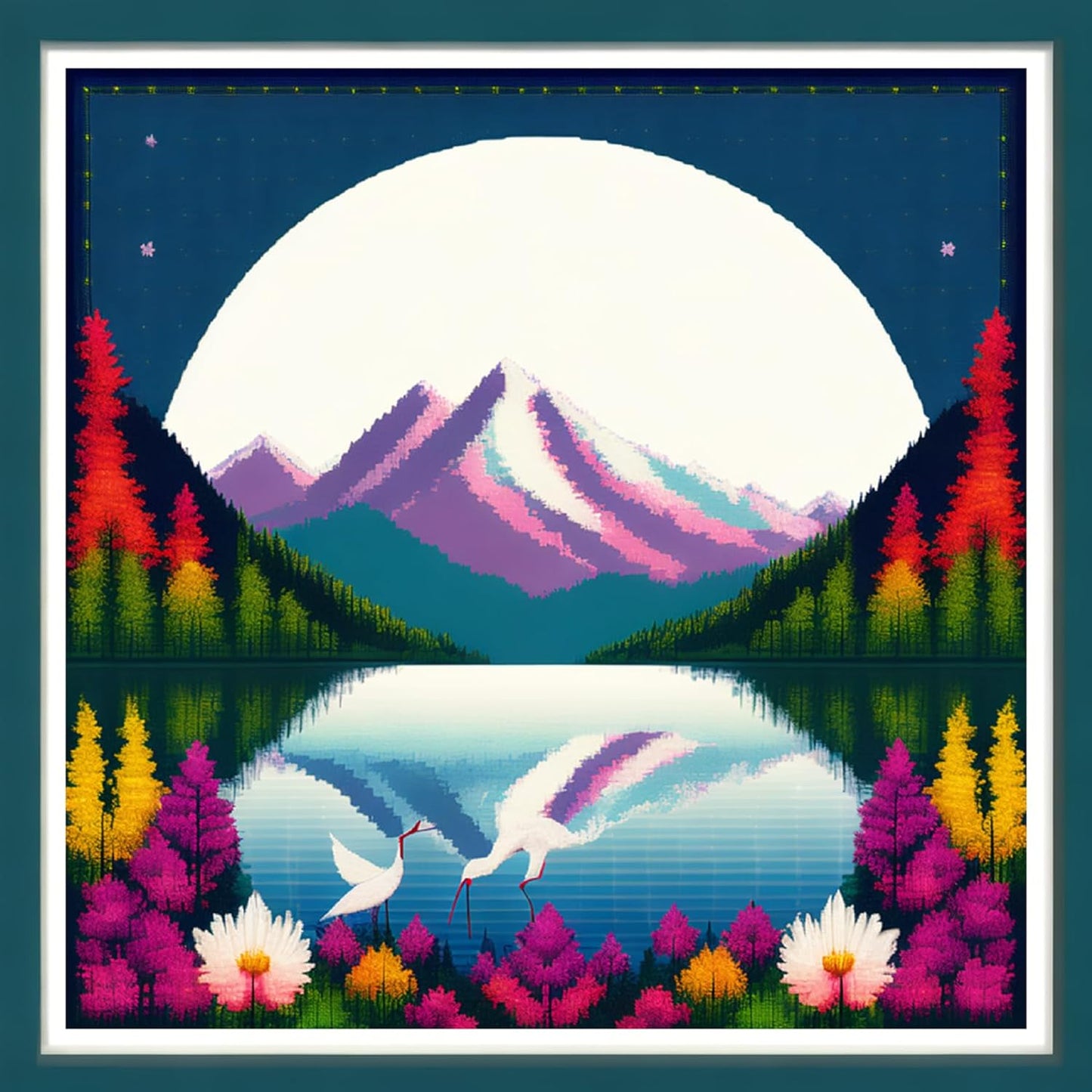 Joyhoor Cross Stitch Kits for Beginners Stamped Cross-Stitch Supplies Needlework preprint Embroidery Kits for Adults DIY Needlepoint Kits Embroidery Patterns 11CT-Swan Lake 17.7x17.7 inch