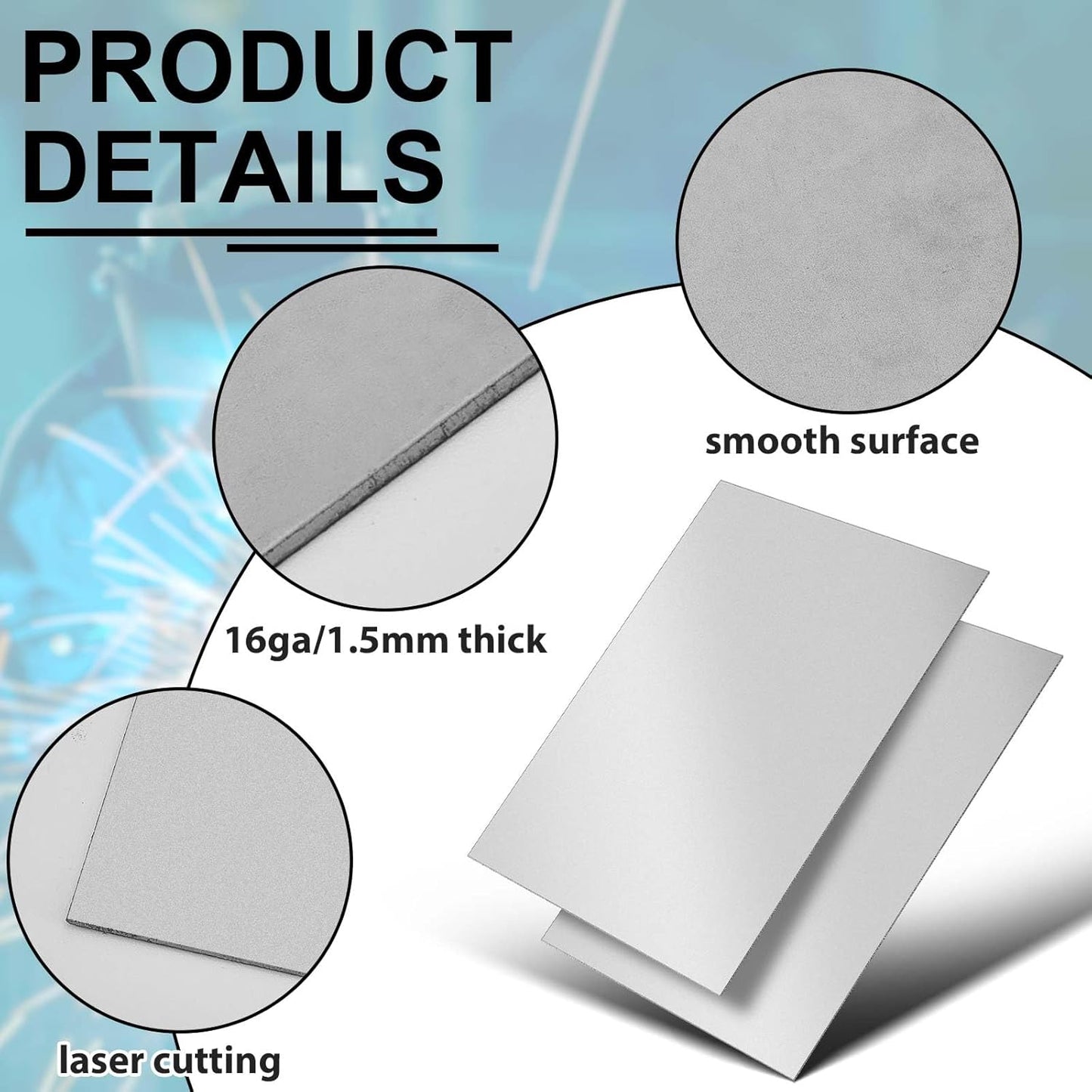 1pcs 16 Gauge 12 x 18 Inch Metal Steel Sheet Steel Plate Mild Carbon Cold Rolled Square Weldable Metal Panels for Outside Industrial DIY Use Projects Weld Accessories