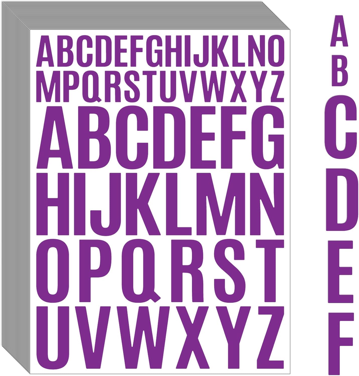 Bemeol Letter Stickers 1560 Pieces 30 Sheets Stick on Vinyl Letters Capital Alphabet Sticker Letter for Craft Bulletin Boards Classroom Home Business Decor(Purple,1 Inch,2 Inch)