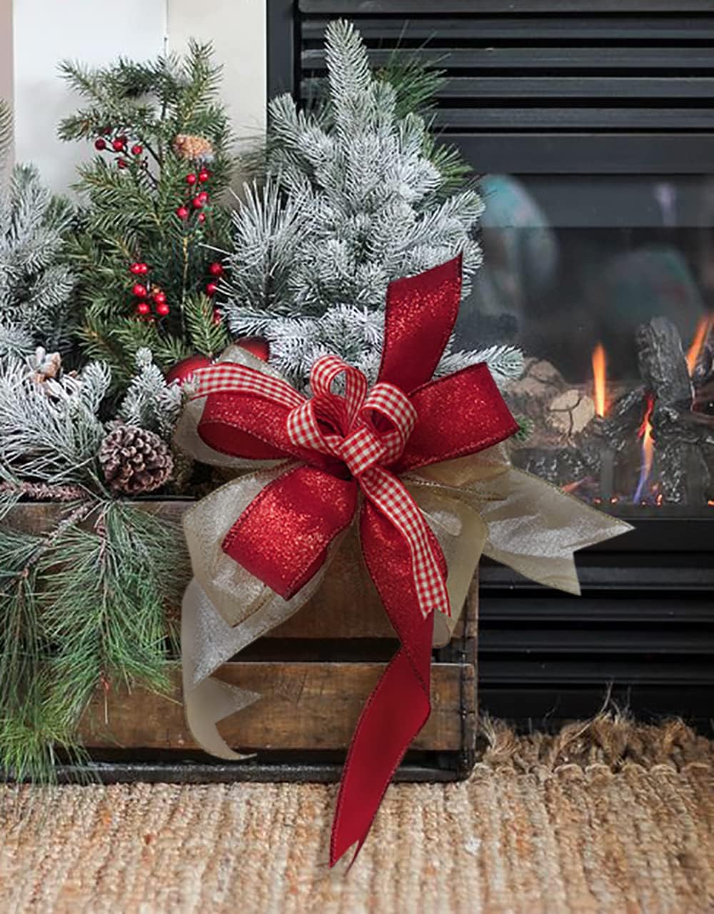 CT CRAFT LLC Glitter Wired Ribbon 2.5" x 10 Yards Red for Christmas Home Decor Bow Gift Wrapping DIY Crafts Wreath