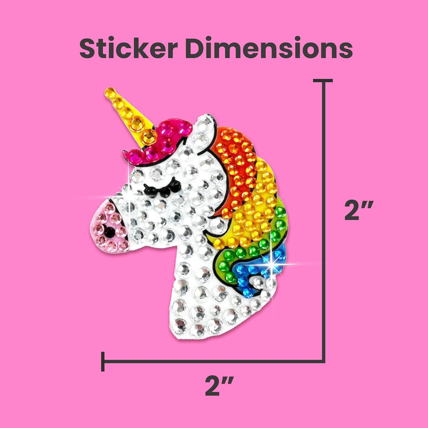 StickerBeans® Rhinestone Stickers - Magical 4-Pack, 2” x 2” Each, Unique Sparkly Cut-to-Shape for Collecting, Trading, Decorating Laptops, Phone Cases, Scrapbooks - for Kids, Teens, & Adults