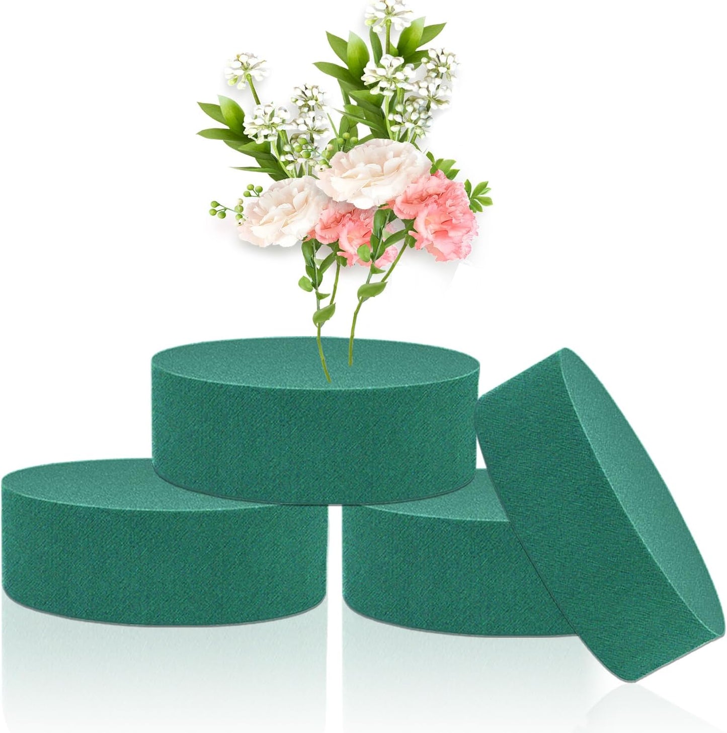 Large Floral Foam Round 6'' SUPKING Flower Foam 4Pcs Florist Foam Blocks Wet Dry Green Foam for Artificial and Fresh Flower Arrangement