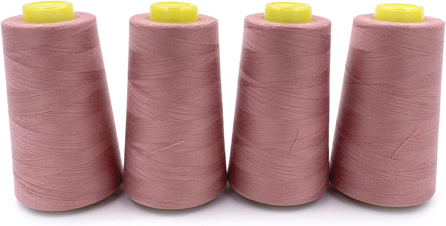Tortoise 4 Cones of 3000 Yards Each Spool Thread for All Purpose Sewing - 100% Polyester for Serger Overlock Quilting Machine 40S/2 Rubber Red
