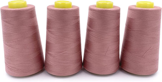 Tortoise 4 Cones of 3000 Yards Each Spool Thread for All Purpose Sewing - 100% Polyester for Serger Overlock Quilting Machine 40S/2 Rubber Red