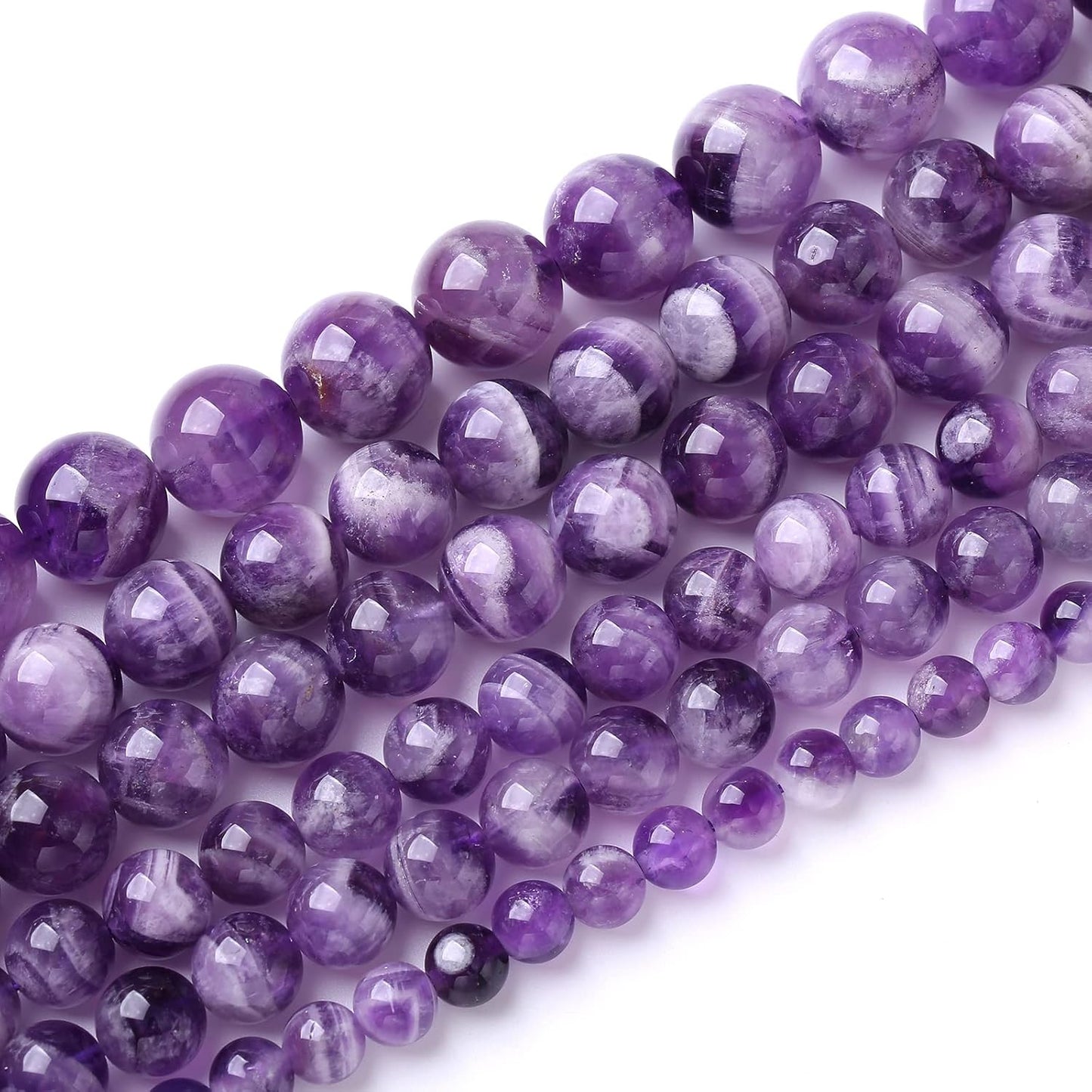 Natural Purple Dream Lace Amethysts Beads Crystal Round Loose Beads for Jewelry Making 10mm 38PCS 1 Strand 15" (Purple Dream Lace Amethysts, 10mm)