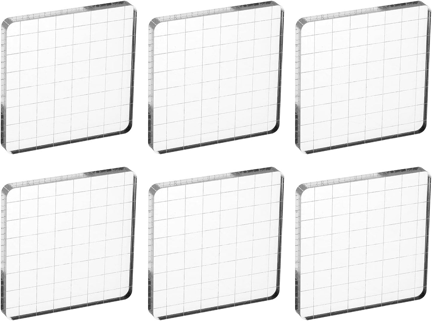 PATIKIL 3"x3" Acrylic Stamp Block, 6Pcs Clear Stamping Block with Grid Lines Decorative Mounting Blocks Square for Scrapbooking DIY Crafts Card Making
