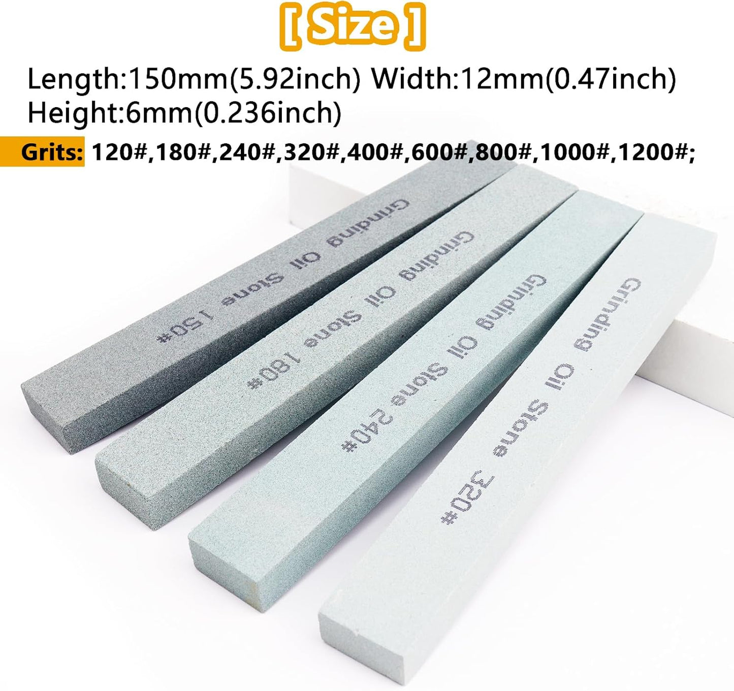 4Pcs Square Sharpening Stone Set -Grits 150#, 180#, 240#, 320# Green Silicon Carbide Honing Whetstone Kit for Moldels, Metal & Knife Cutting Tools (150 * 20 * 10mm)