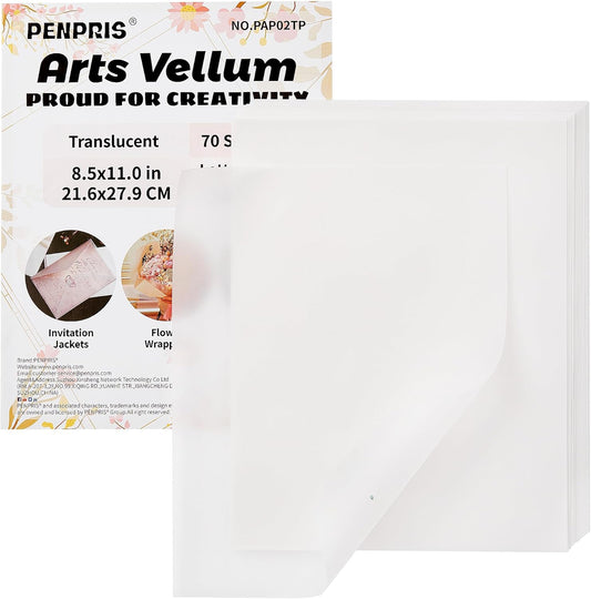 70 Sheets Transparent Vellum Paper - 8.5 x 11in 100GSM Translucent Matte Art Paper for DIY Printing Drawing Invitations Greeting Cards Decor Gift Wrapping PAP02TP