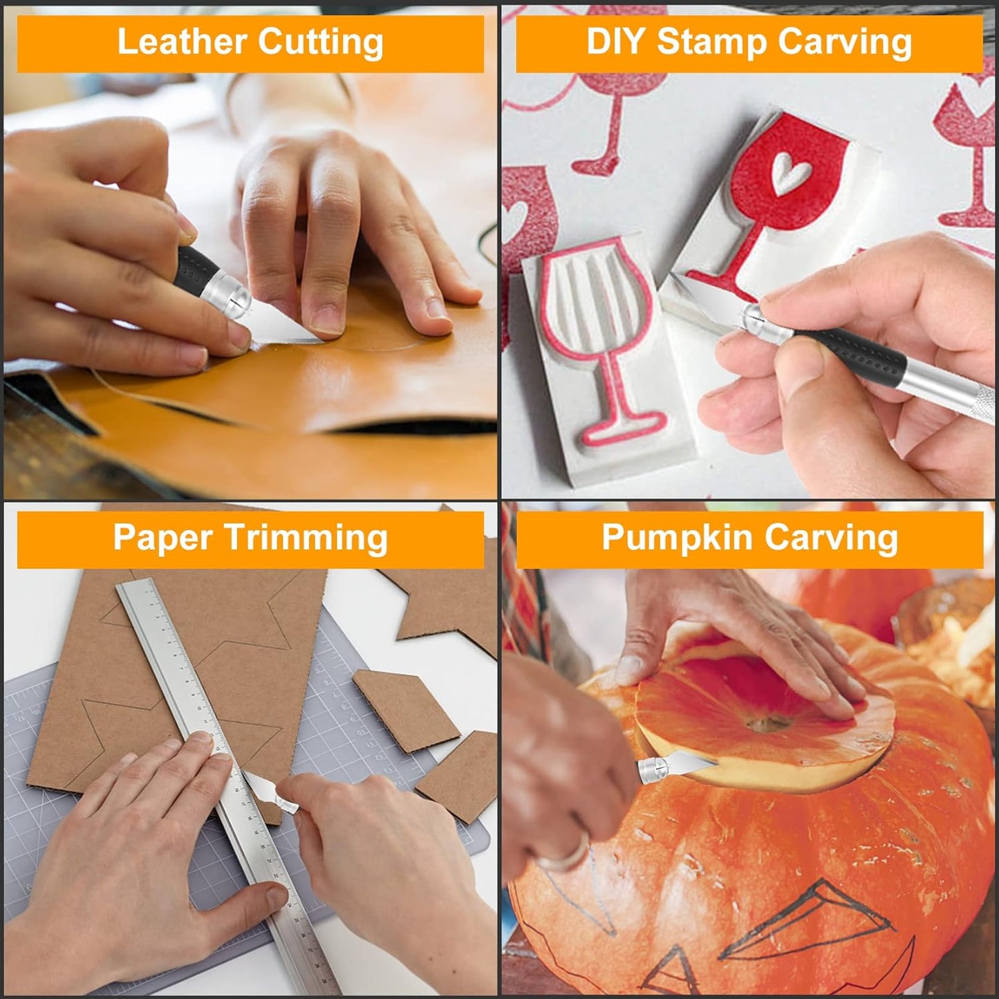 100 Pack Hobby Blades #24 Craft Knife Blades Refill Hobby Knife Replacement Blade with Storage Box for DIY Cutting, Carving, Trimming