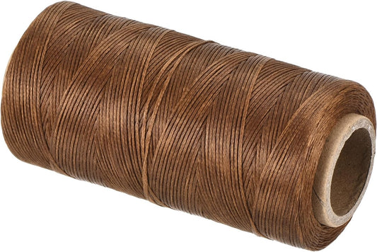 MECCANIXITY Waxed Thread,284 Yard 0.8mm 150D Flat Wax Thread Polyester Waxed String for Leather Sewing Hand Weaving Book Binding Home Decoration, Dark Brown