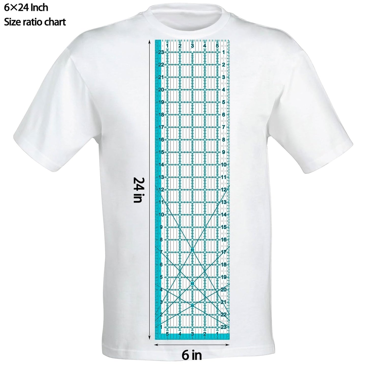 Acrylic Ruler 7 Piece Set, Non Slip Rings 50 Pieces, Quilting Rulers, Size (6"x24"), (2"x24"), (3"x18"), (3"x8"), (1.5"x12"), (1"x12"), (1"x6") (Blue-7 Piece Set)