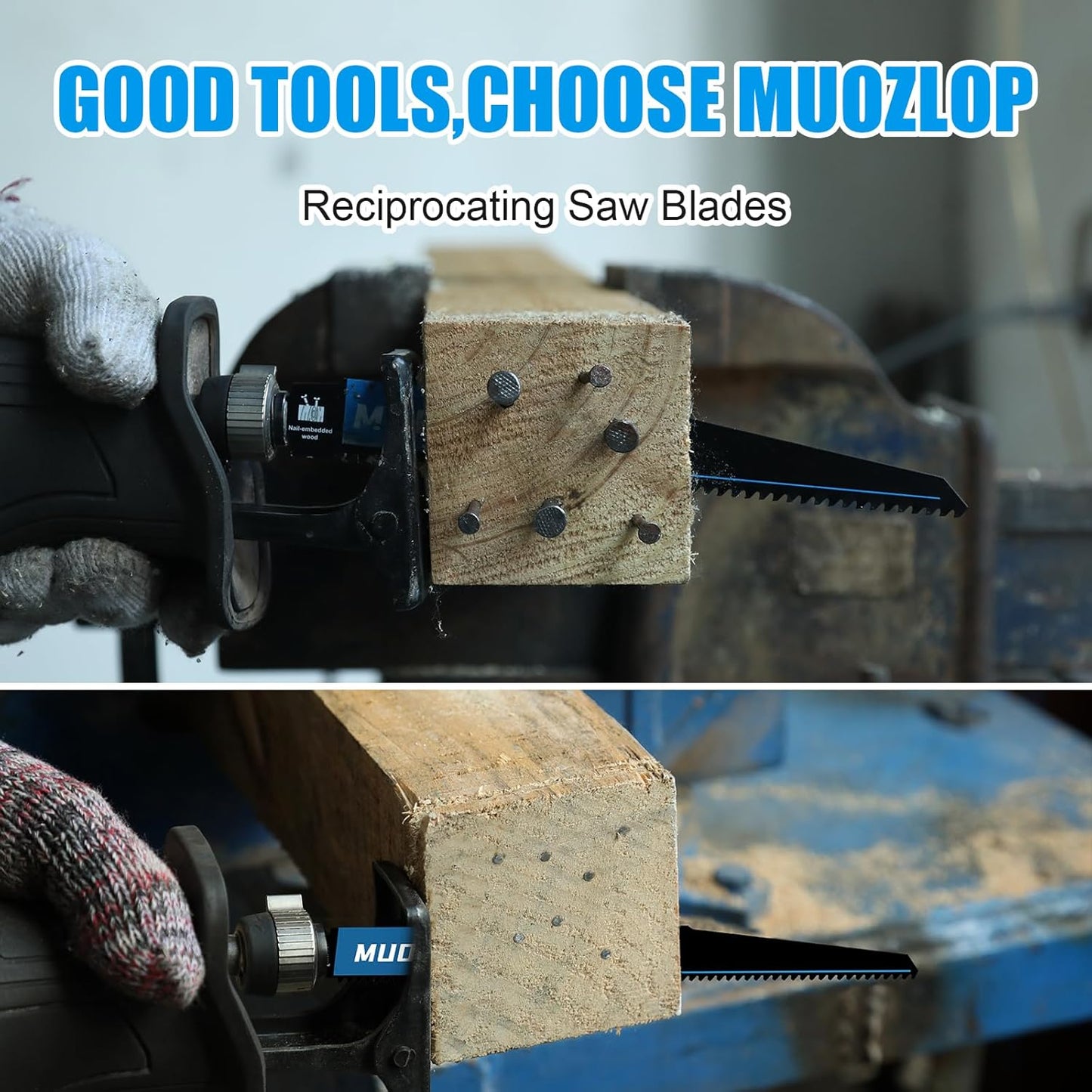 2 Pack 9 inch Reciprocating Saw Blades Set， 6 TPI High Carbon Saw Blades for Wood with Nails ，Saw Blades with Organizer Case (2, 6T/9inch)