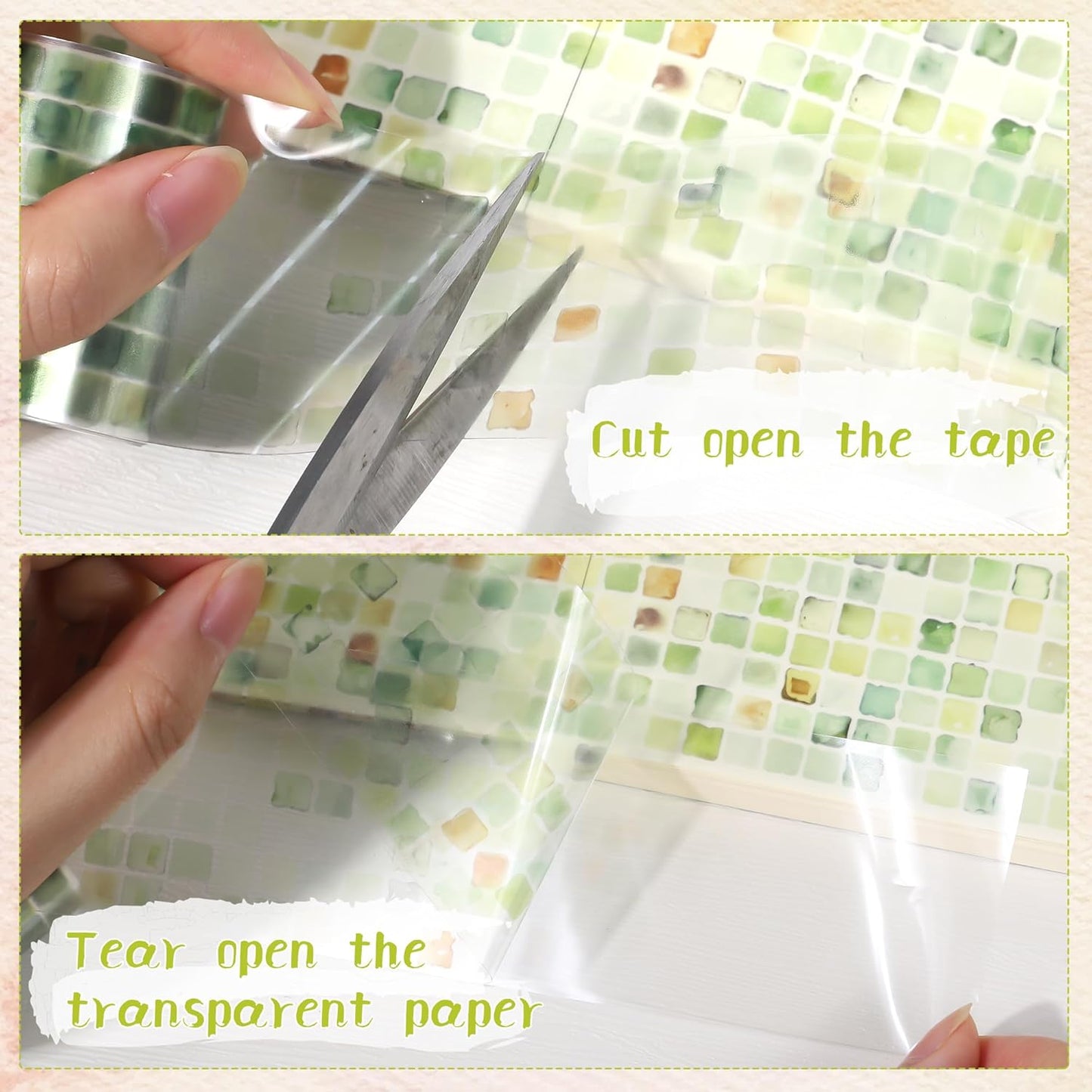 Green PET Tape for Journal Scrapbooking - Greenery Spring PET Tapes Stickers for Crafts Journaling Scrapbook DIY Art Craft Gift Wrapping Supplies