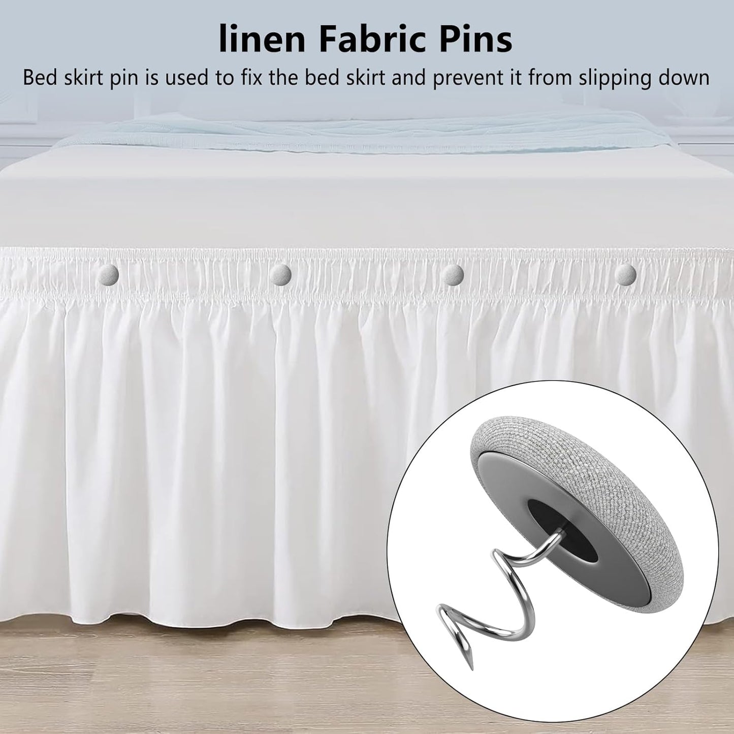 12 Colors Fabric Covered Button Twist Pins Dust Ruffle Pins- for Sofa，Upholstery，Armchair Caddies, Armrest Covers,Bed Skirts, Slipcovers, Headliners (Light Gray, 12)