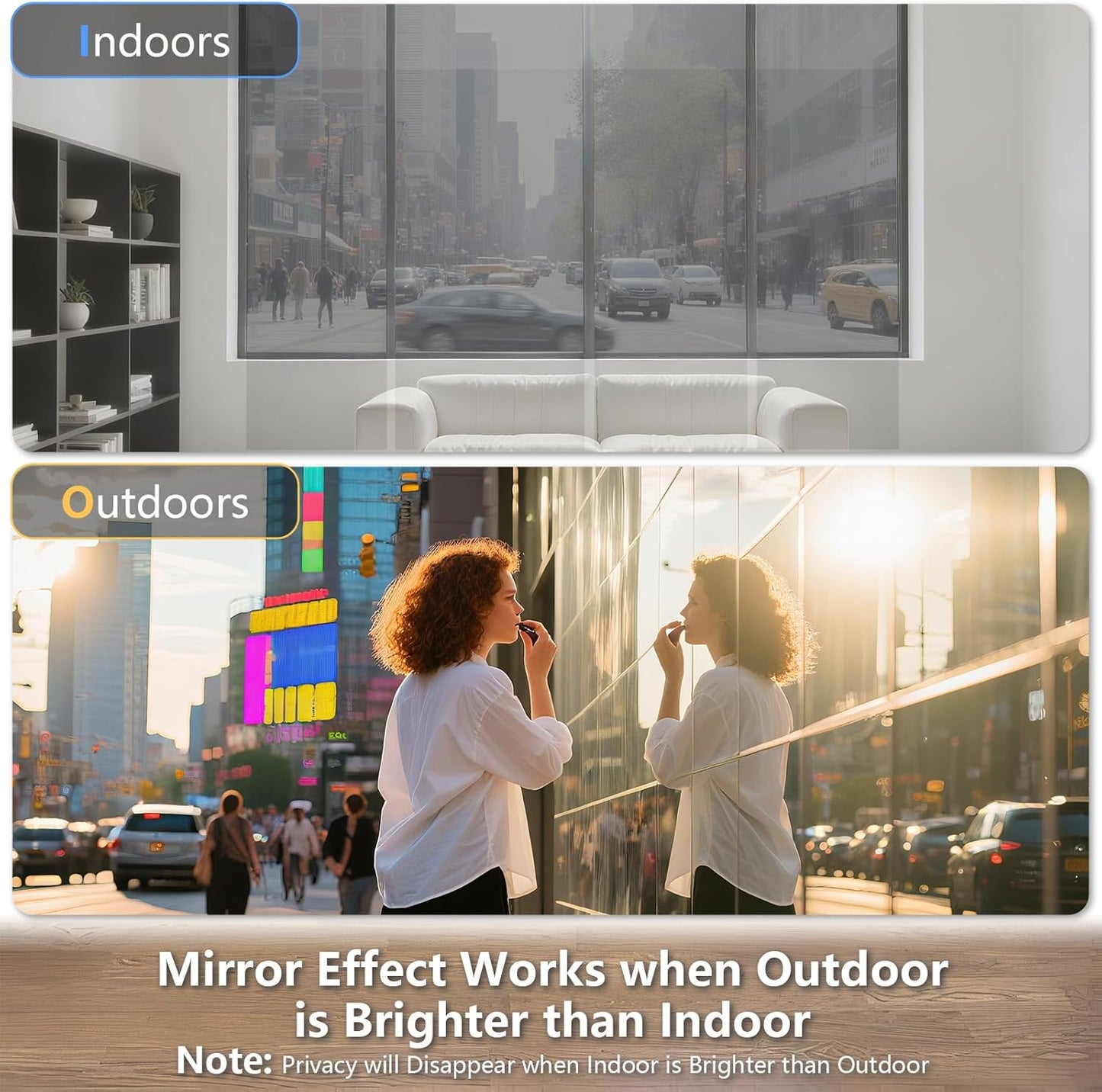LEMON CLOUD One Way Window Privacy Film See Out Not in Reflective Mirror UV Window Cling Sun Blocking Heat Control Glare Control with Tools,17.5 Inch x 78.7 Inch