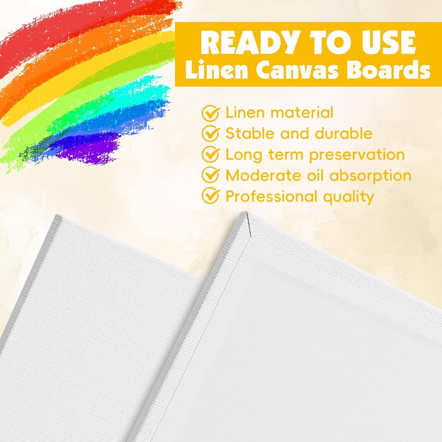 ESRICH Professional Linen Canvas Panels 12x16, 5 Pack Linen Canvas for Painting Primed Acid Free Blank Canvas Boards for Painting for Painters，Artists,