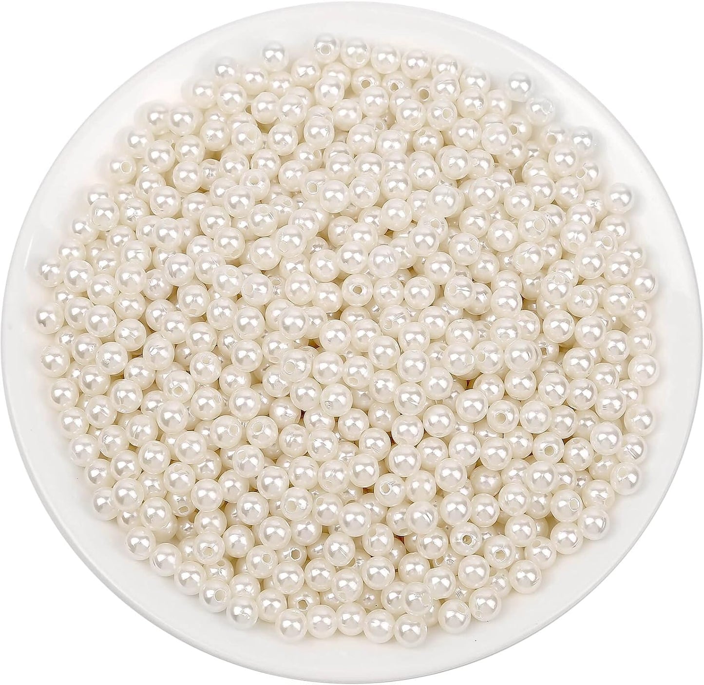 Pearl Beads for Craft, Anezus 1000pcs Ivory Faux Fake Pearls, 6 mm Small Sew on Pearl Beads with holes for Jewelry Making, Bracelets, Necklaces, Hairs, Crafts, Decoration and Vase Filler