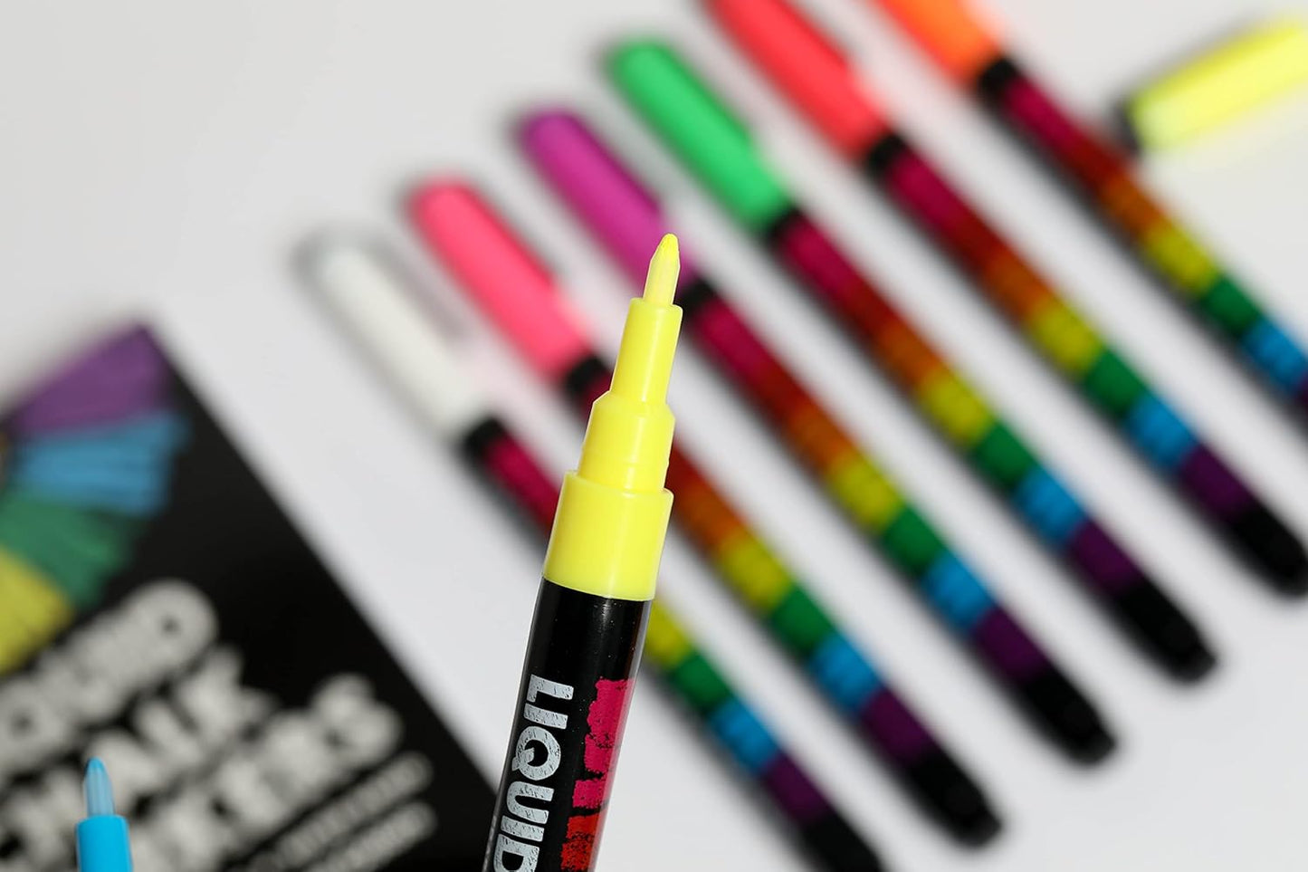 Bandle B. Chalk Markers - 8 Vibrant Fine Tip, Erasable, Non-Toxic, Water-Based, For Kids and Grown-Ups for Glass or Chalkboard Marker for Businesses, Restaurants, Liquid Chalk Markers (Vibrant 1mm)